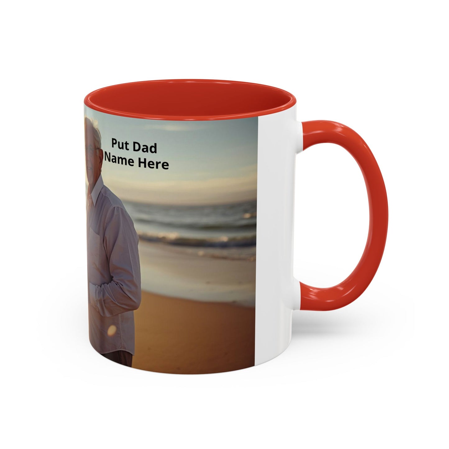 Personalized Photo Accent Coffee Mug Custom Mom and Dad Name, Sunset Beach Memory (11/15oz)
