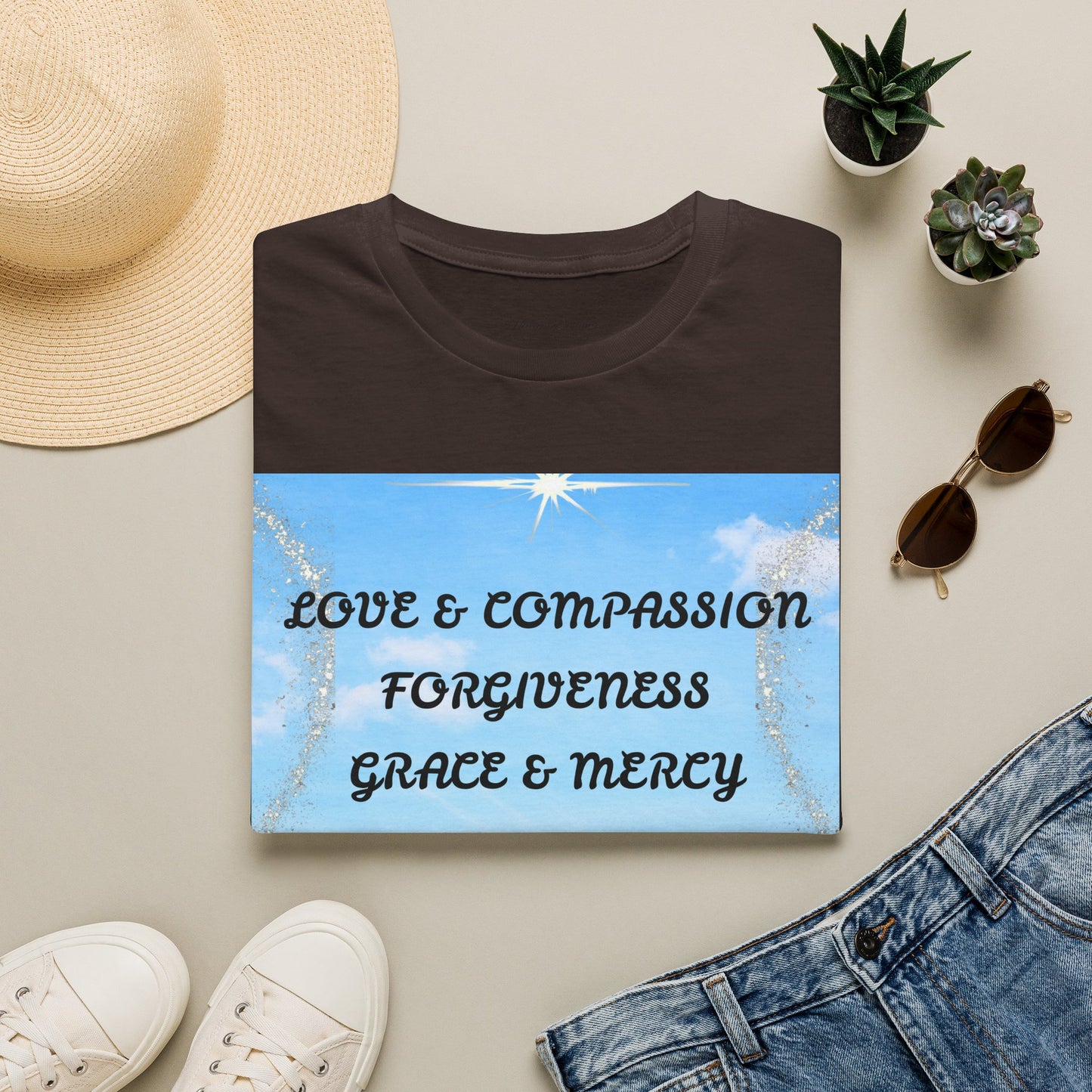 Inspirational Faith T Shirt Love & Compassion, Forgiveness, Grace & Mercy