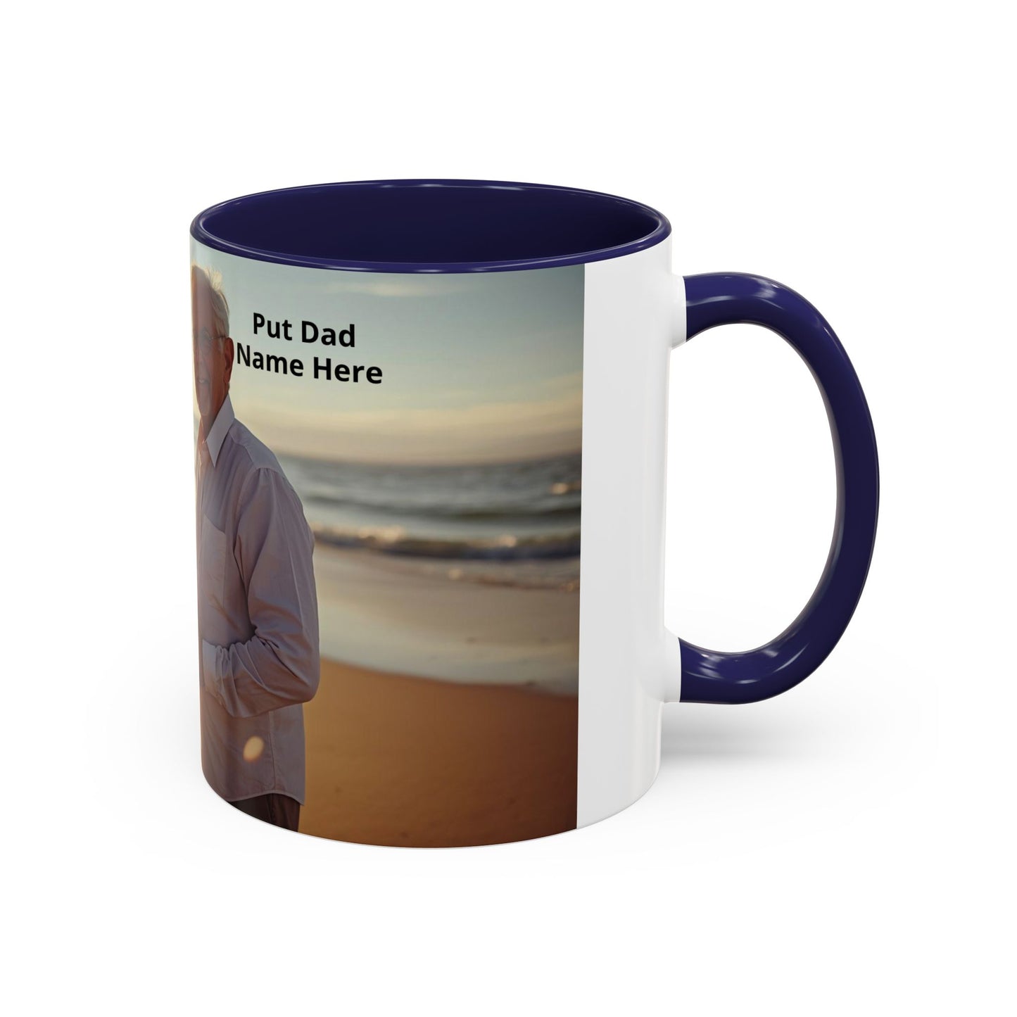 Personalized Photo Accent Coffee Mug Custom Mom and Dad Name, Sunset Beach Memory (11/15oz)
