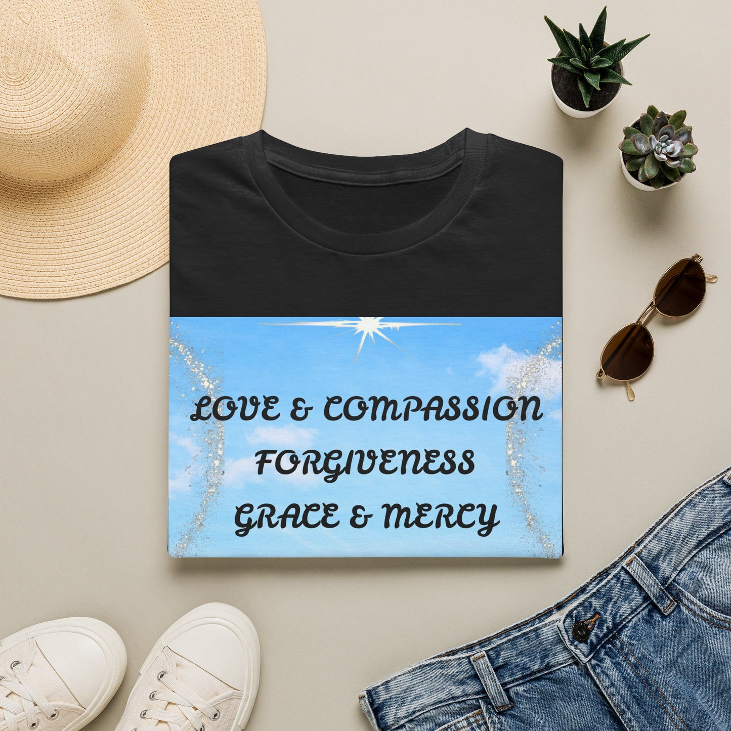 Inspirational Faith T Shirt Love & Compassion, Forgiveness, Grace & Mercy