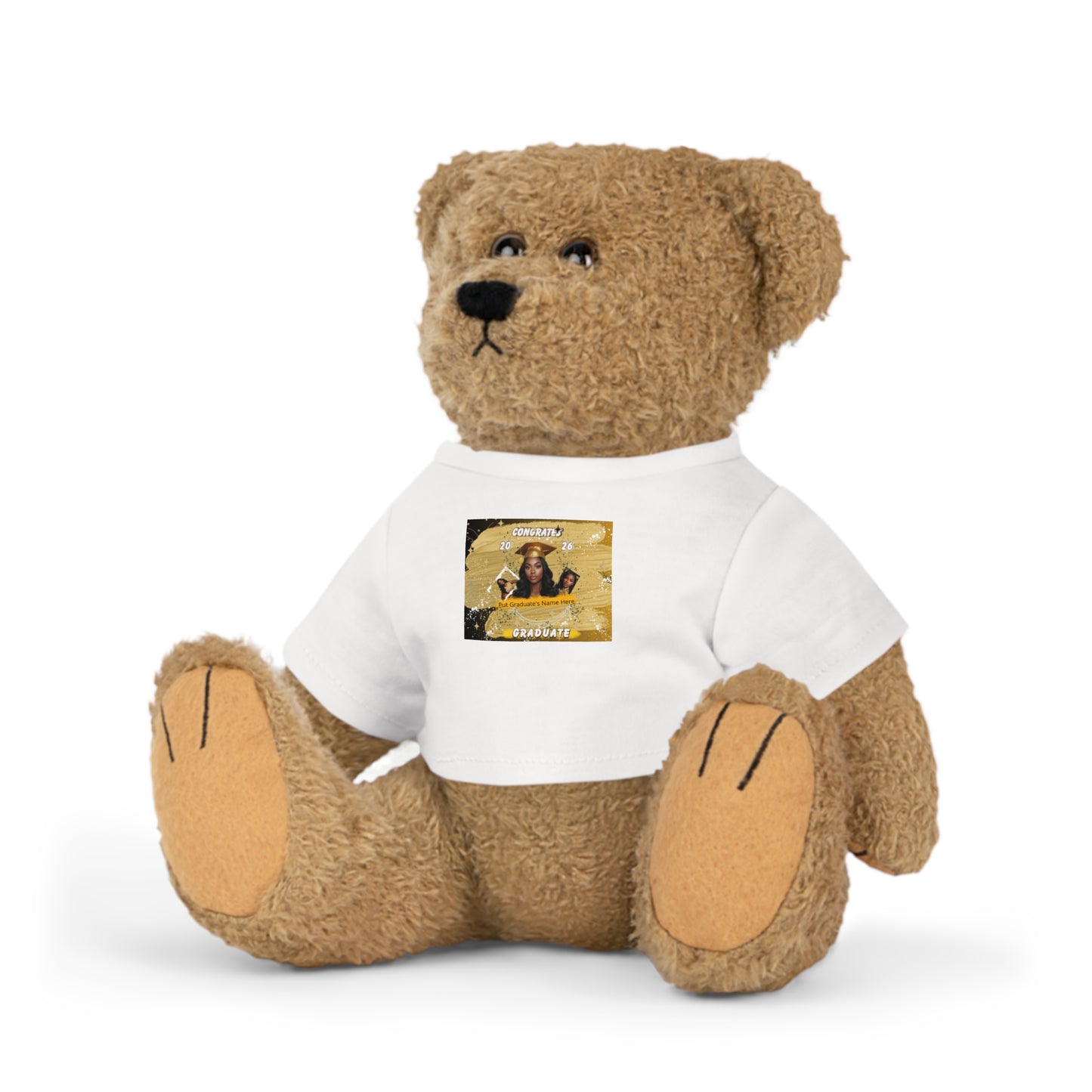 Teddy Bear Custom Photo with Personalized T‑Shirt. Cute Keepsake Gift. Gold/Yellow