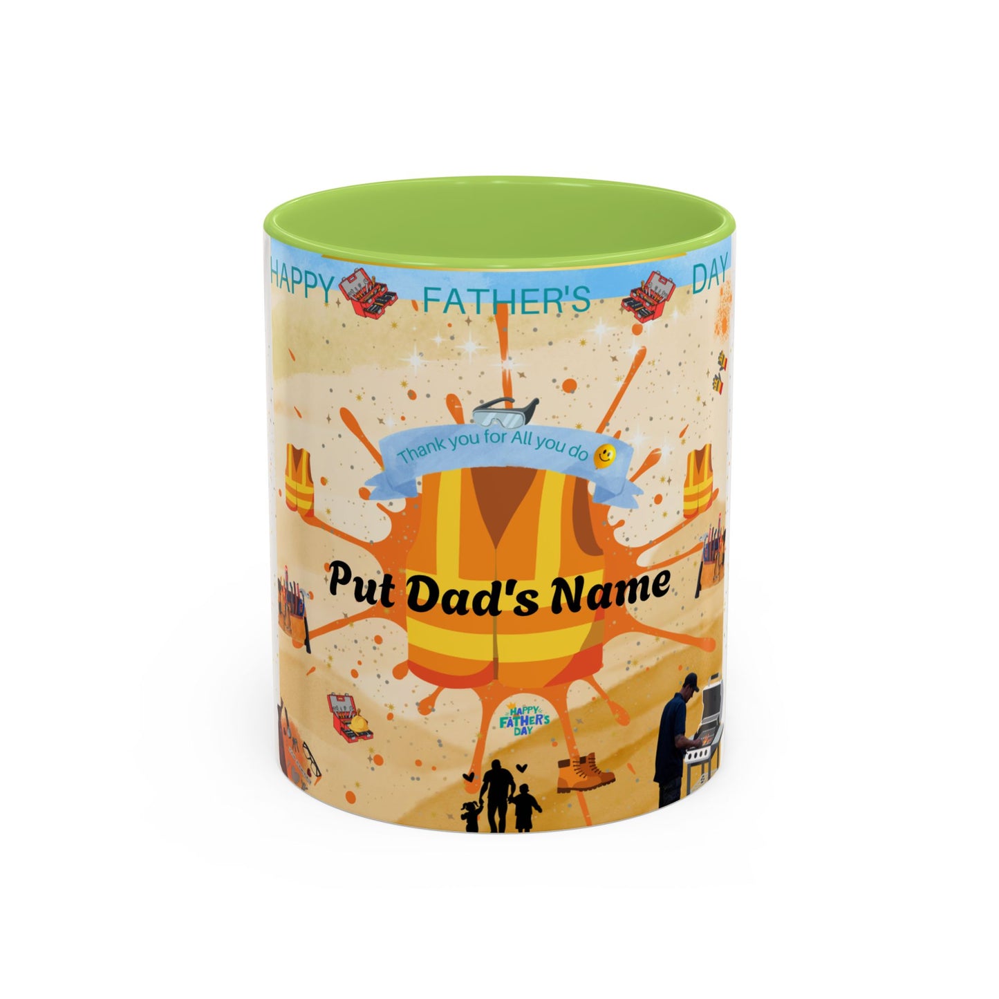 Personalized Fathers Day Coffee Mug Put Dad's Name Accent 11oz