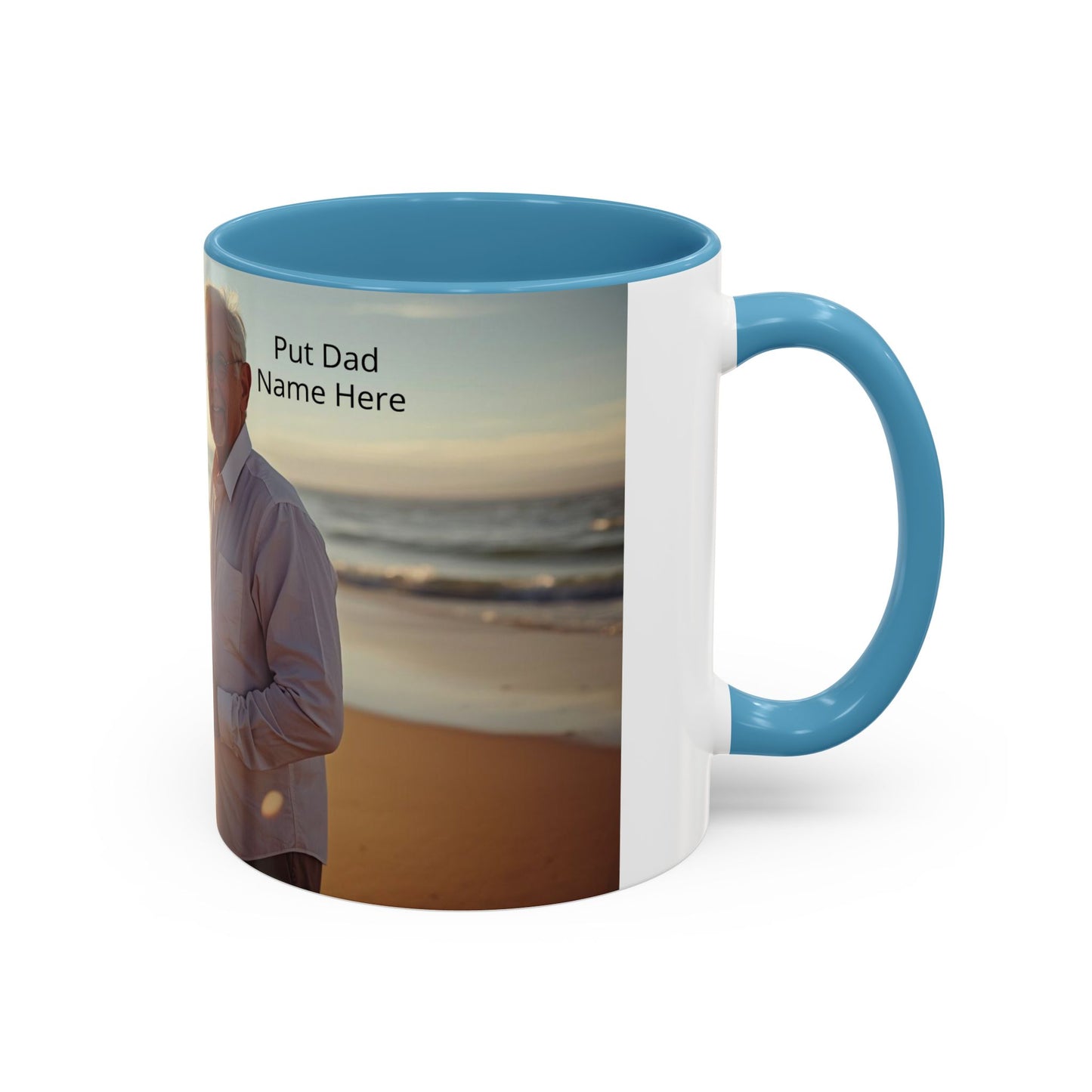 Personalized Photo Accent Coffee Mug Custom Mom and Dad Name, Sunset Beach Memory (11/15oz)