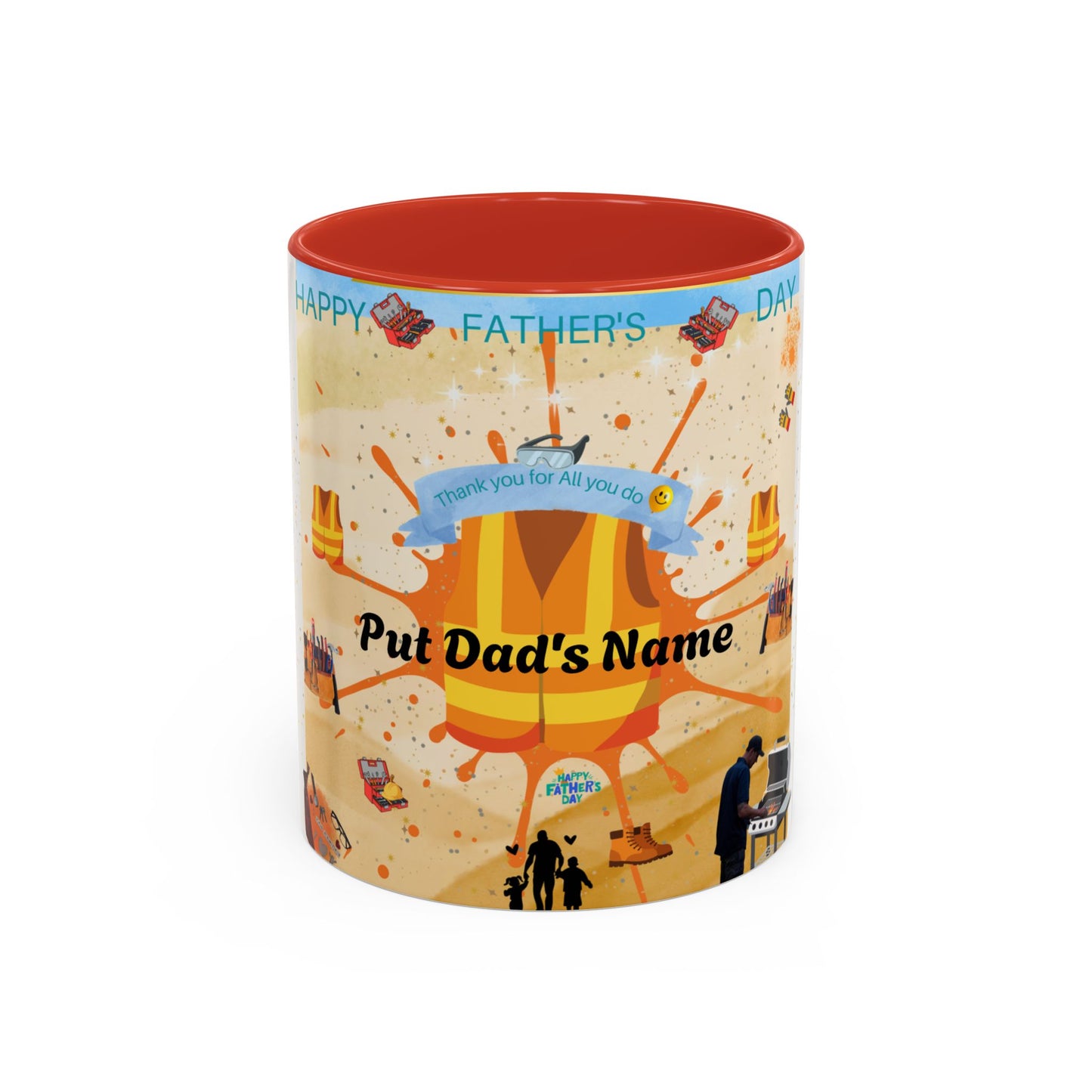 Personalized Fathers Day Coffee Mug Put Dad's Name Accent 11oz