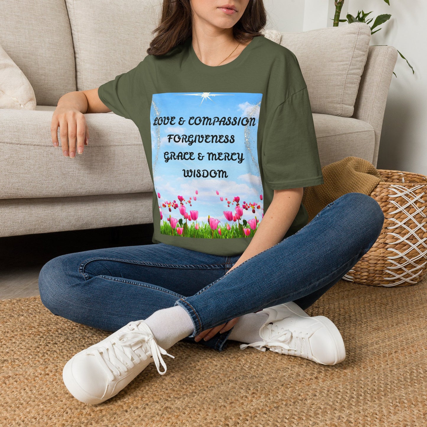 Inspirational Faith T Shirt Love & Compassion, Forgiveness, Grace & Mercy