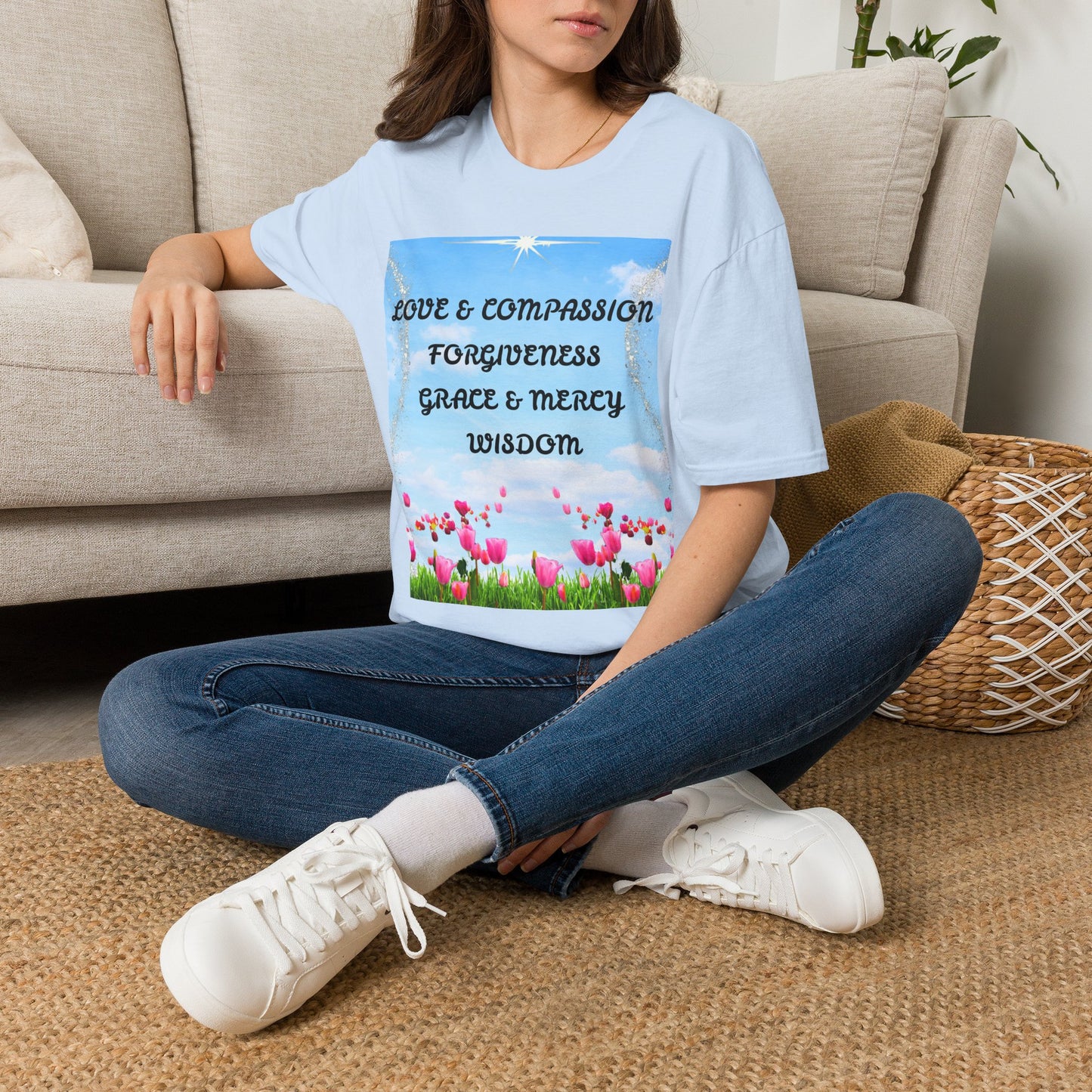 Inspirational Faith T Shirt Love & Compassion, Forgiveness, Grace & Mercy