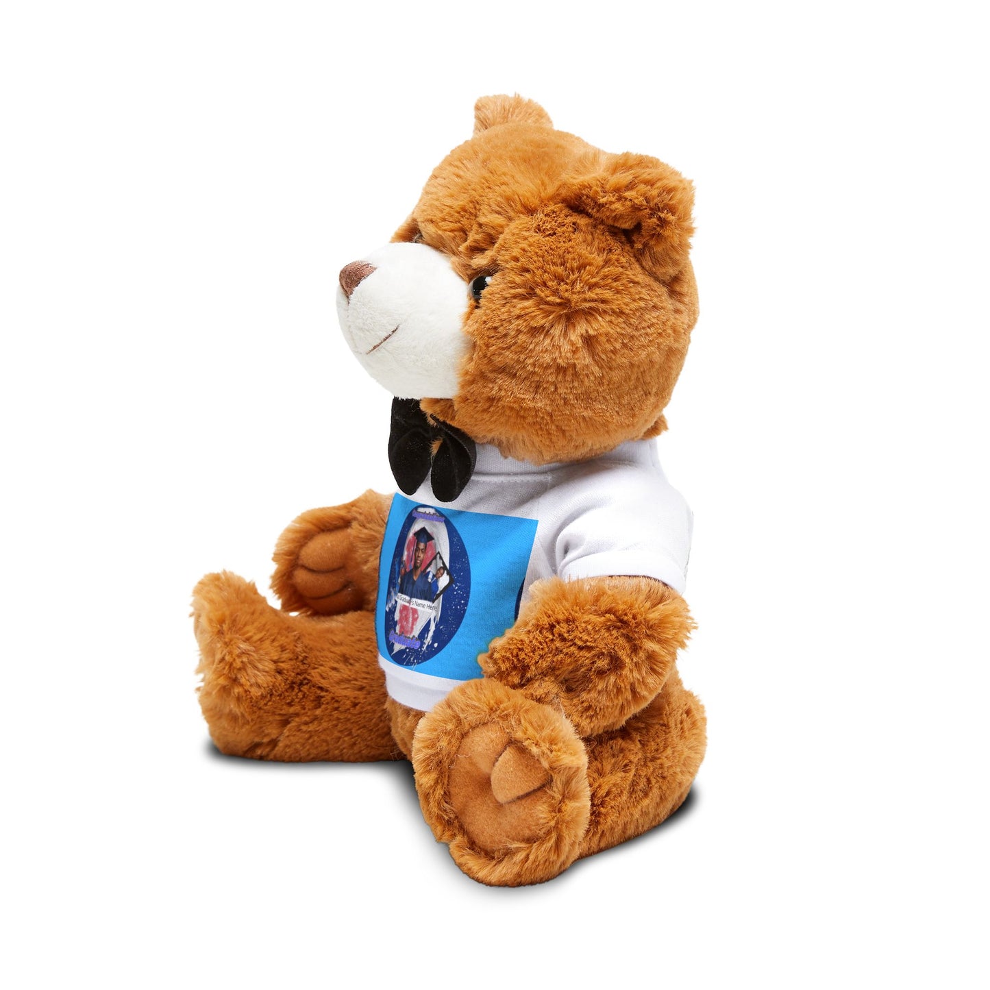Teddy Bear. Custom Photo Teddy Bear Plush with Personalized T‑Shirt. Navy Blue