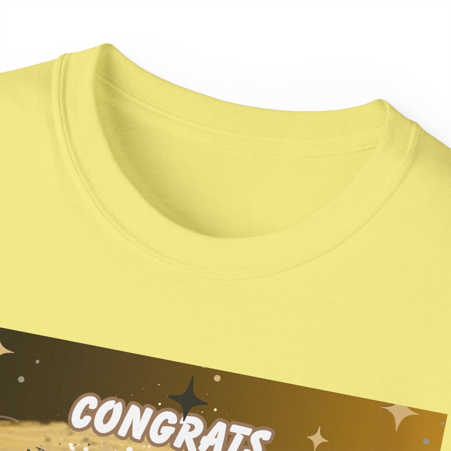 T-Shirts: Graduate Photo Tee Congrats 2026 Personalized Graduation T-Shirt. Gold/Yellow Personalize, upload your photo and write the name.