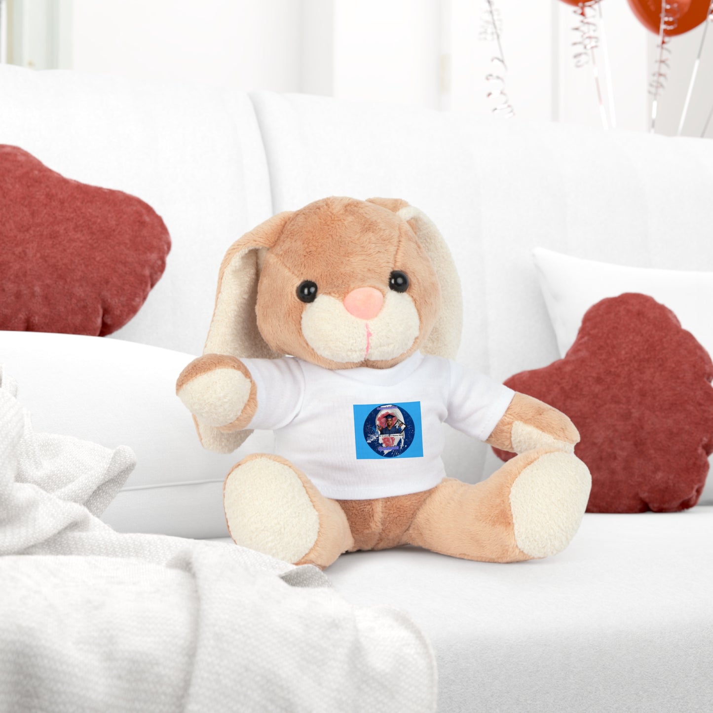 Teddy Bear Plush Toy. Personalize photo and name. Blue