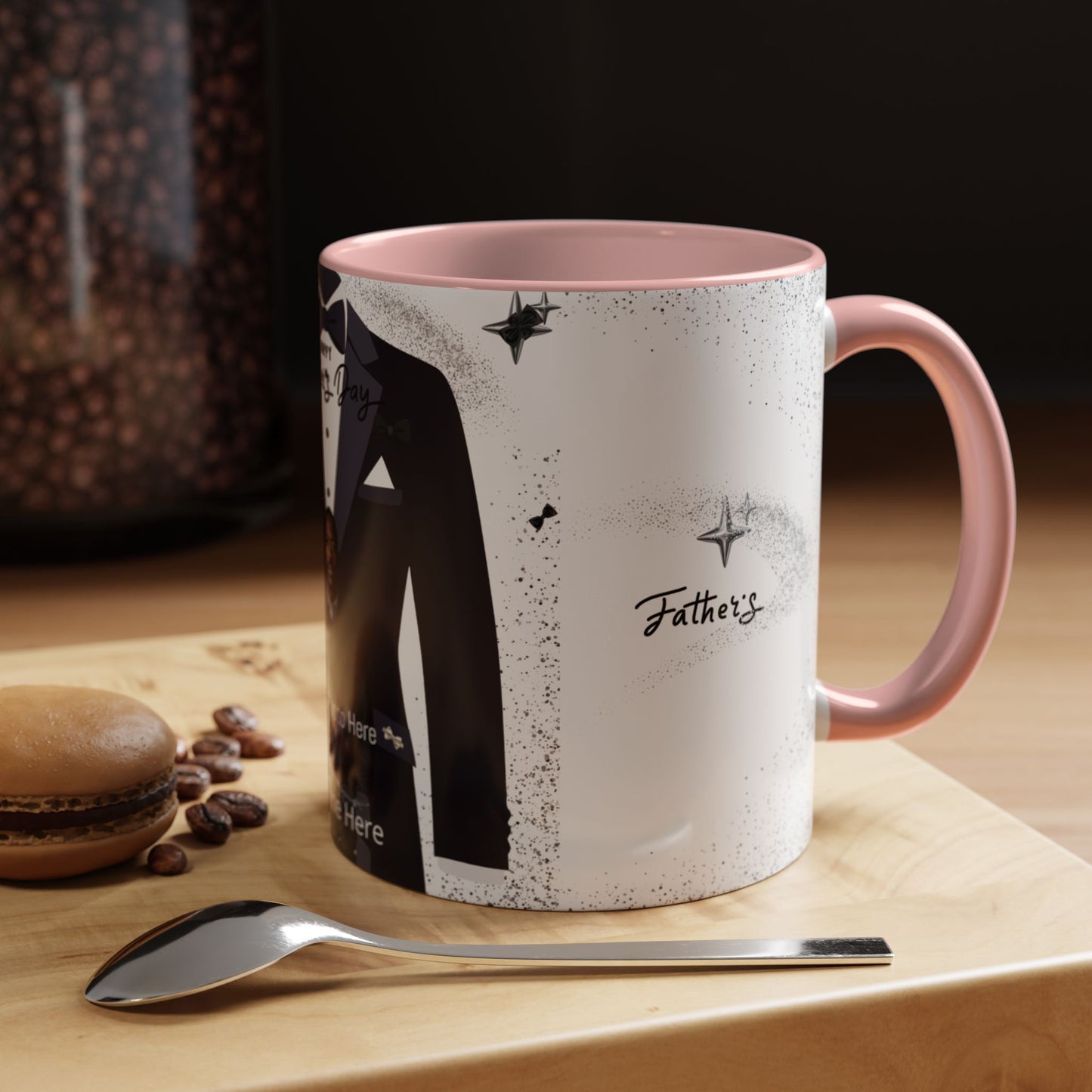 Personalized Father's Day Photo Mug Tuxedo Design, Add Name & Photo (11oz)
