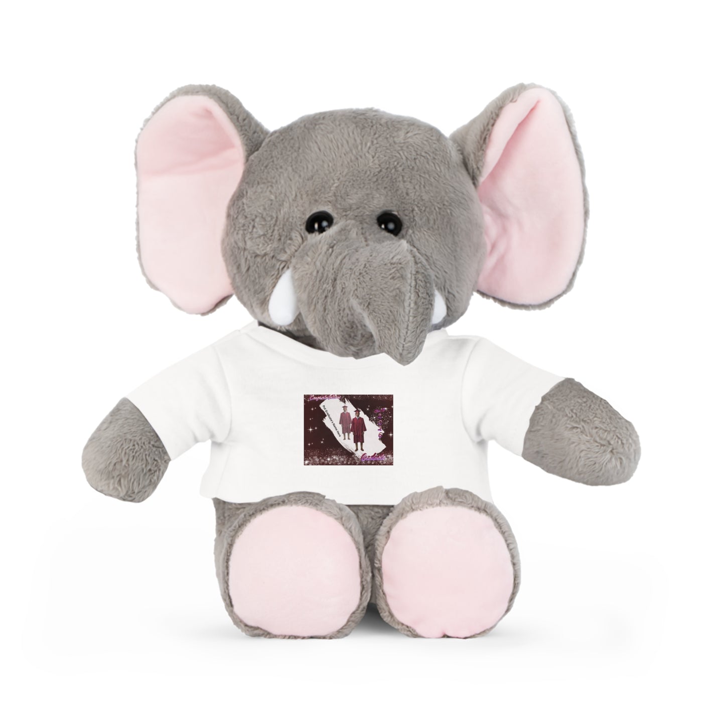 Teddy Bear Stuffed Bear Plush Graduation, personalize photo and name T-Shirt, Winter Couple Silhouette Design. Mahogany/Deep Red