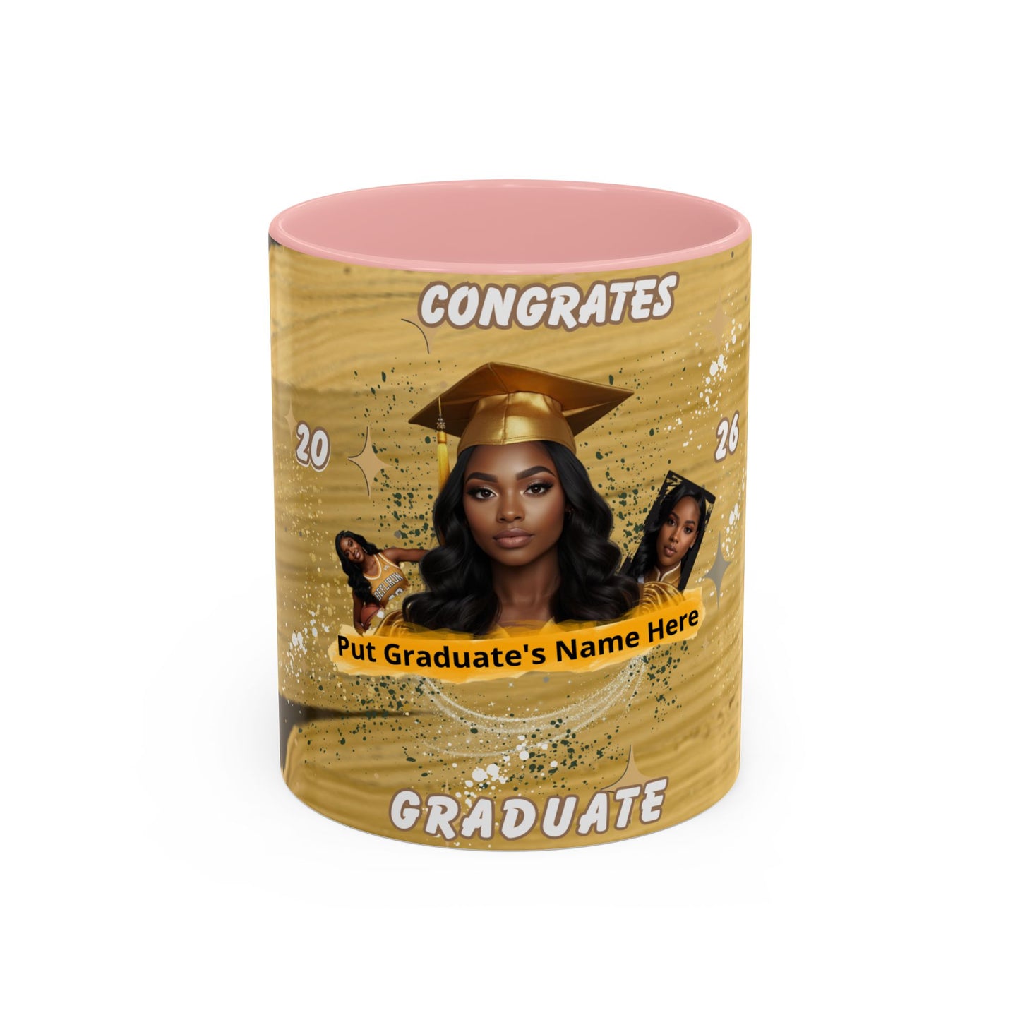 Mug: Congrats Graduate Personalized Accent Coffee Mug. Custom Name & Photo Graduation Gift (11oz)