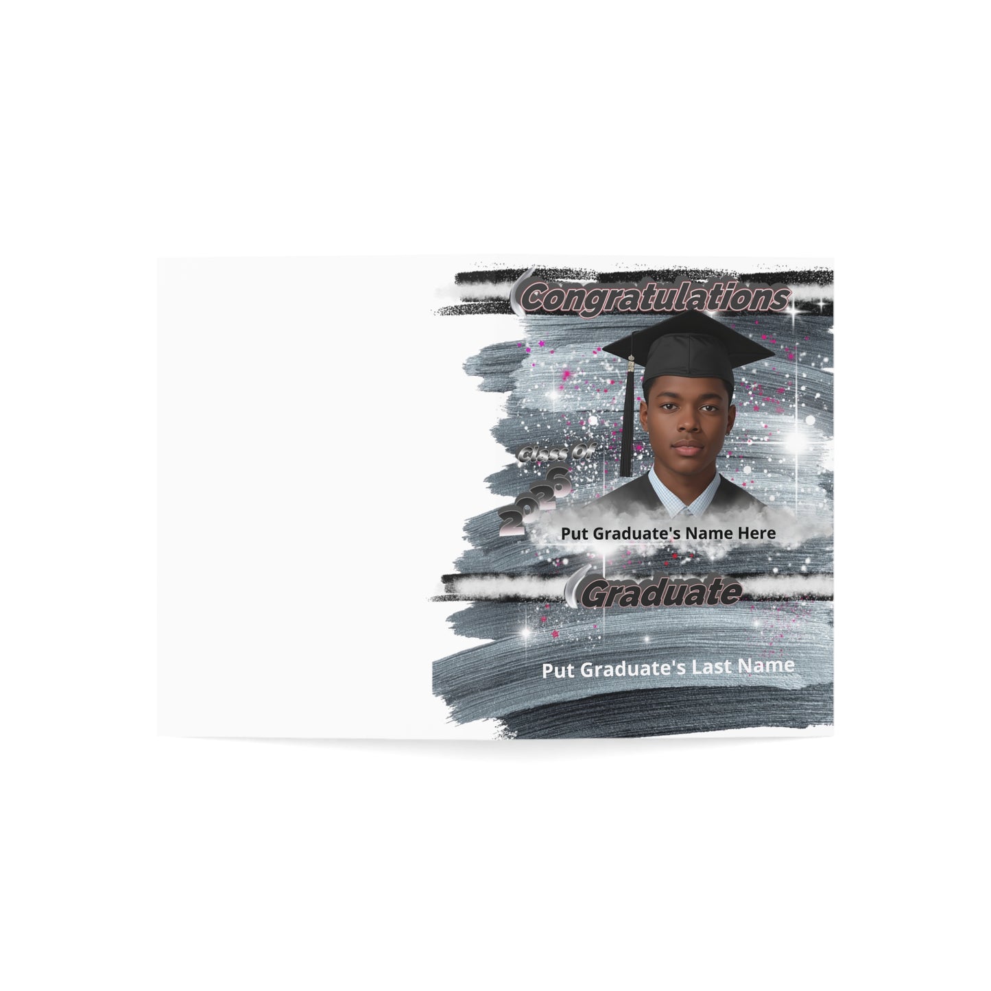 Greeting Card: Personalized Graduation Card. Congratulations Graduate Photo Greeting (Custom Name & Photo) Black