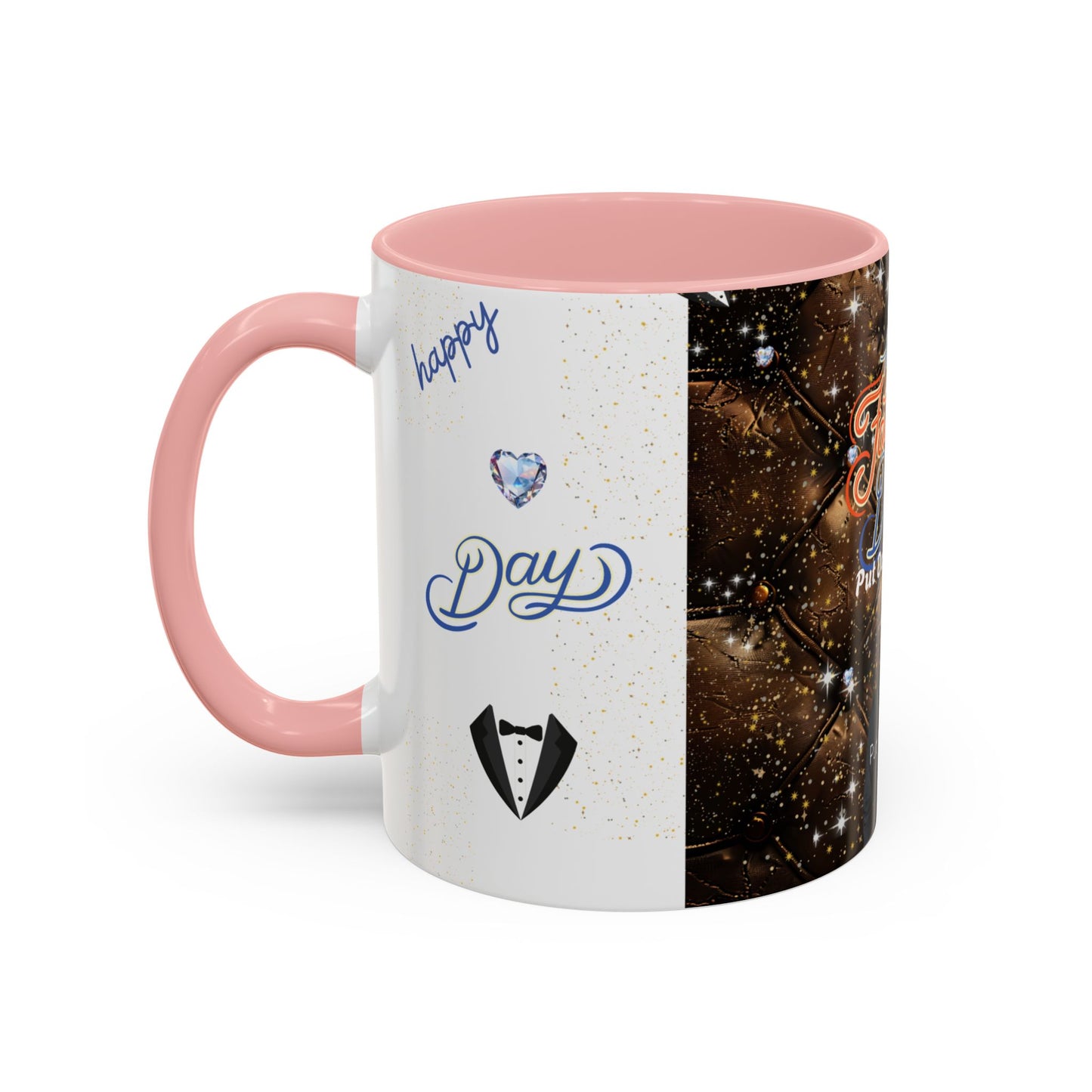 Personalized Fathers Day Coffee Mug Happy Fathers Day Photo & Name Accent Mug