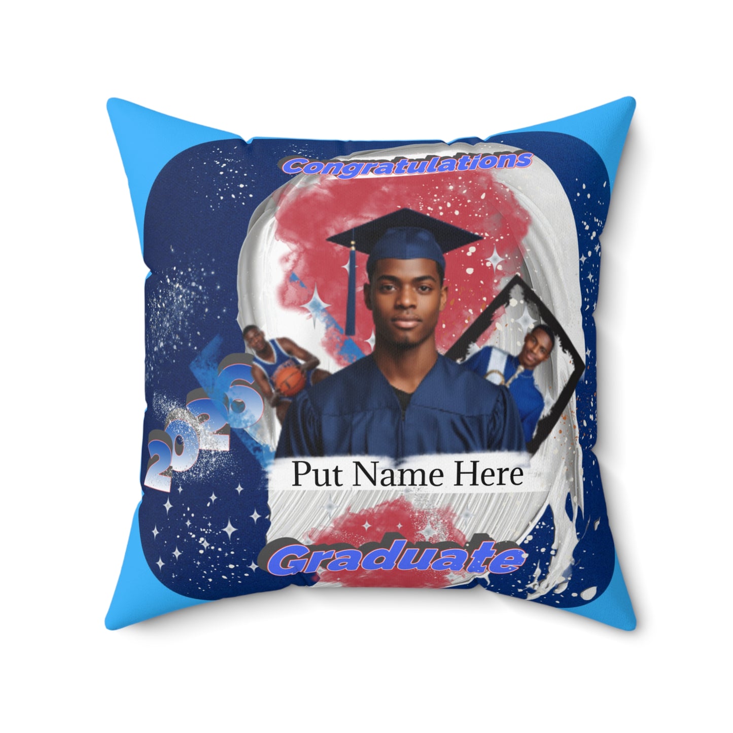 Custom Graduation Photo Pillow Personalized Class of 2026 Keepsake. Add name to front and back.