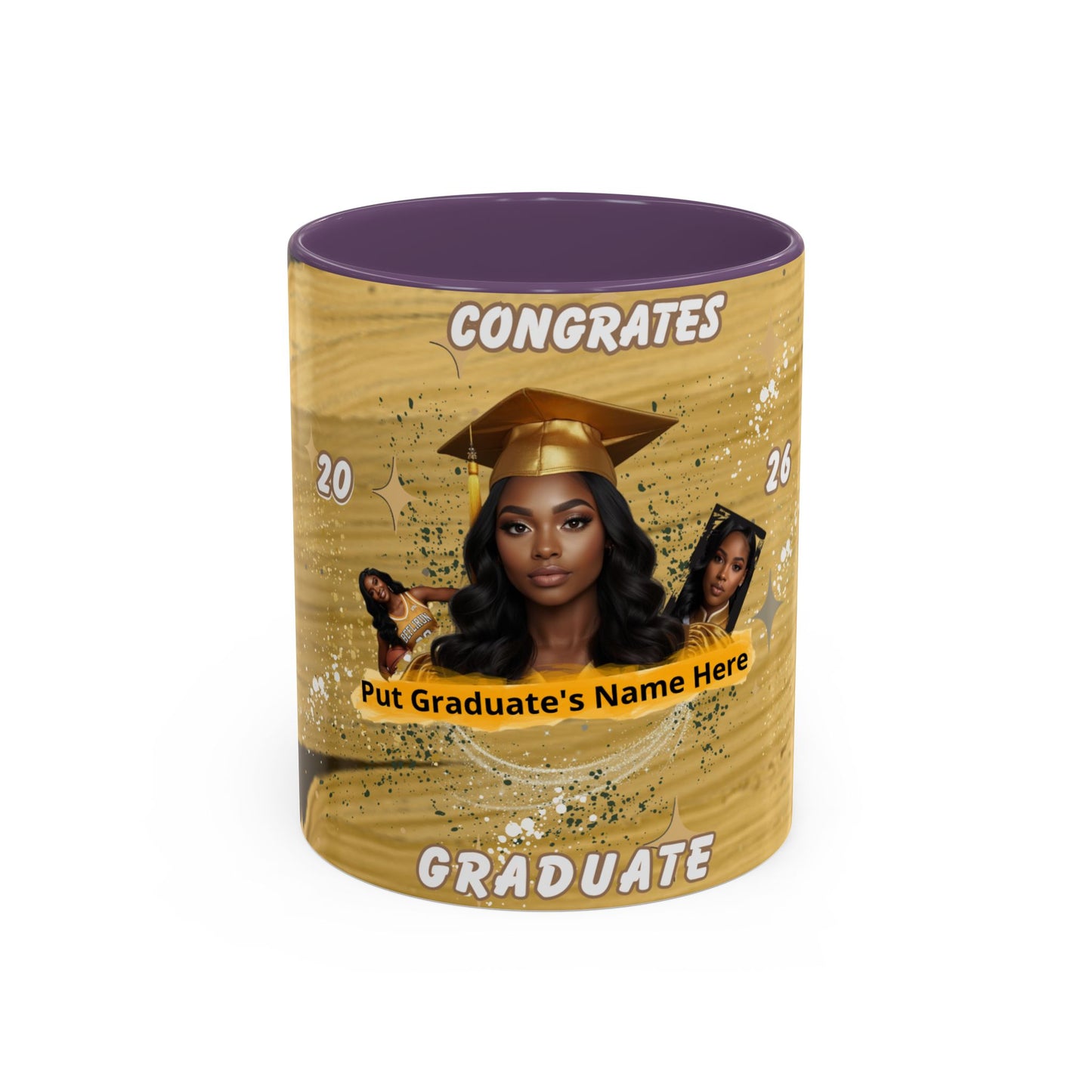 Mug: Congrats Graduate Personalized Accent Coffee Mug. Custom Name & Photo Graduation Gift (11oz)