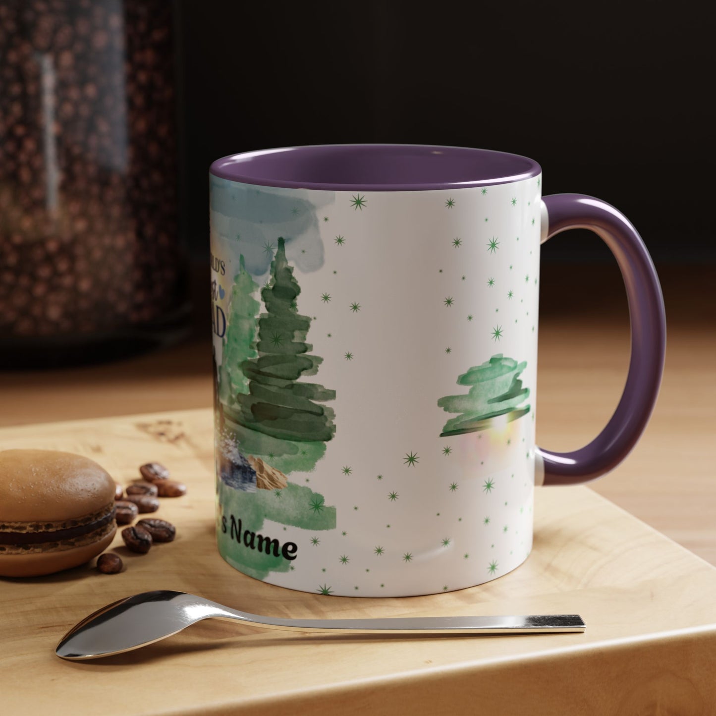 Worlds Best Dad Personalized Accent Coffee Mug Custom Name Fathers Day Gift (11oz)
