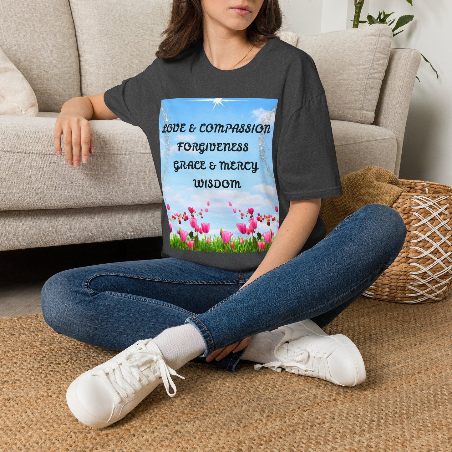 Inspirational Faith T Shirt Love & Compassion, Forgiveness, Grace & Mercy