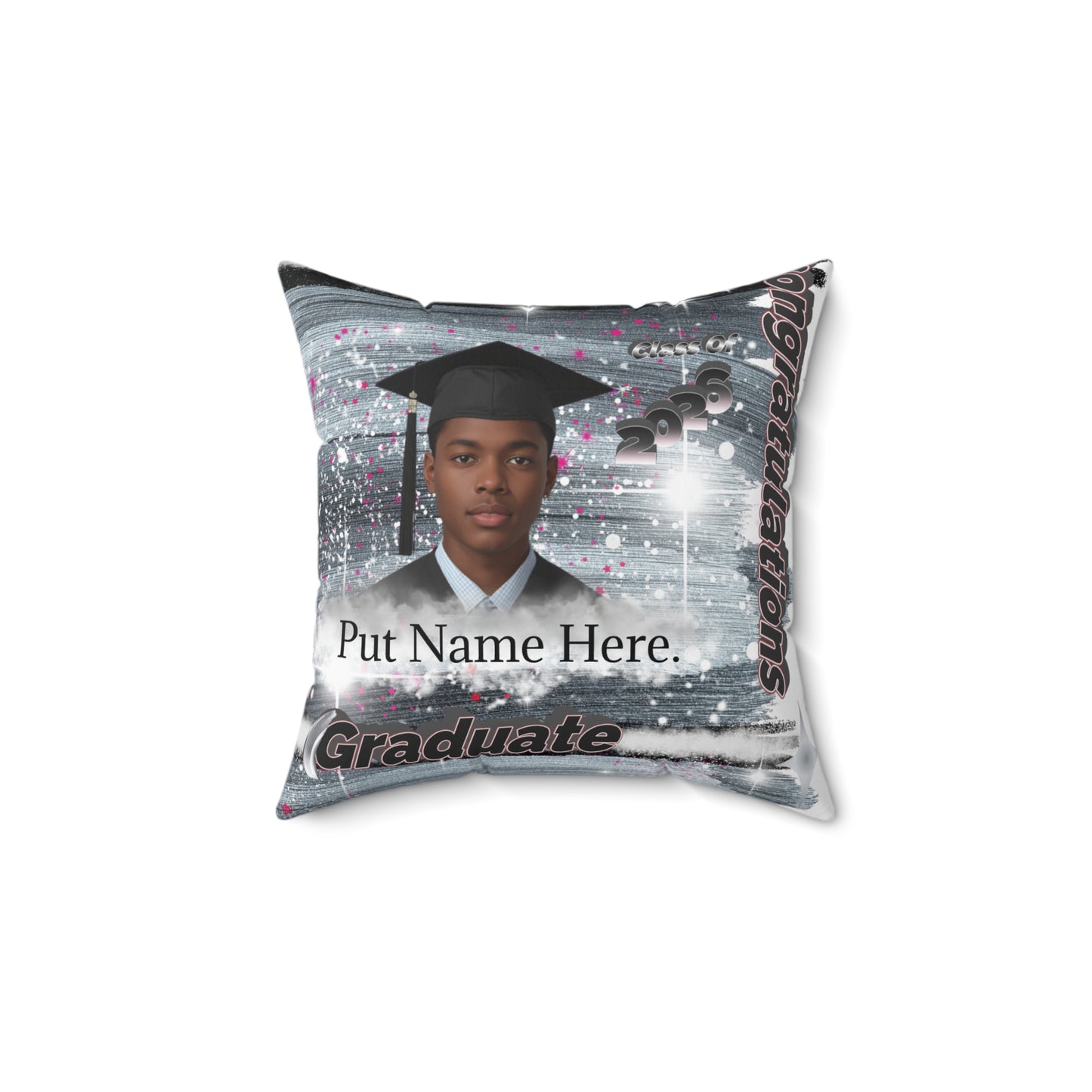 Personalized Graduation Pillow Custom Photo & Name Senior 2025 Keepsake. Add name to front and back.