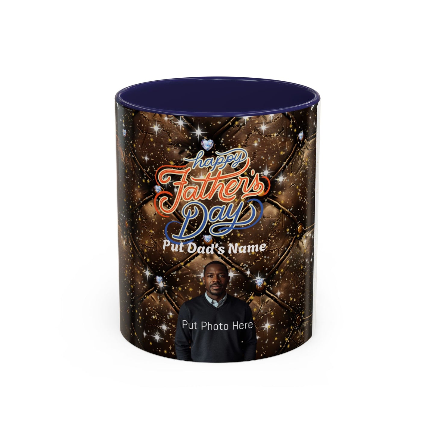 Personalized Fathers Day Coffee Mug Happy Fathers Day Photo & Name Accent Mug