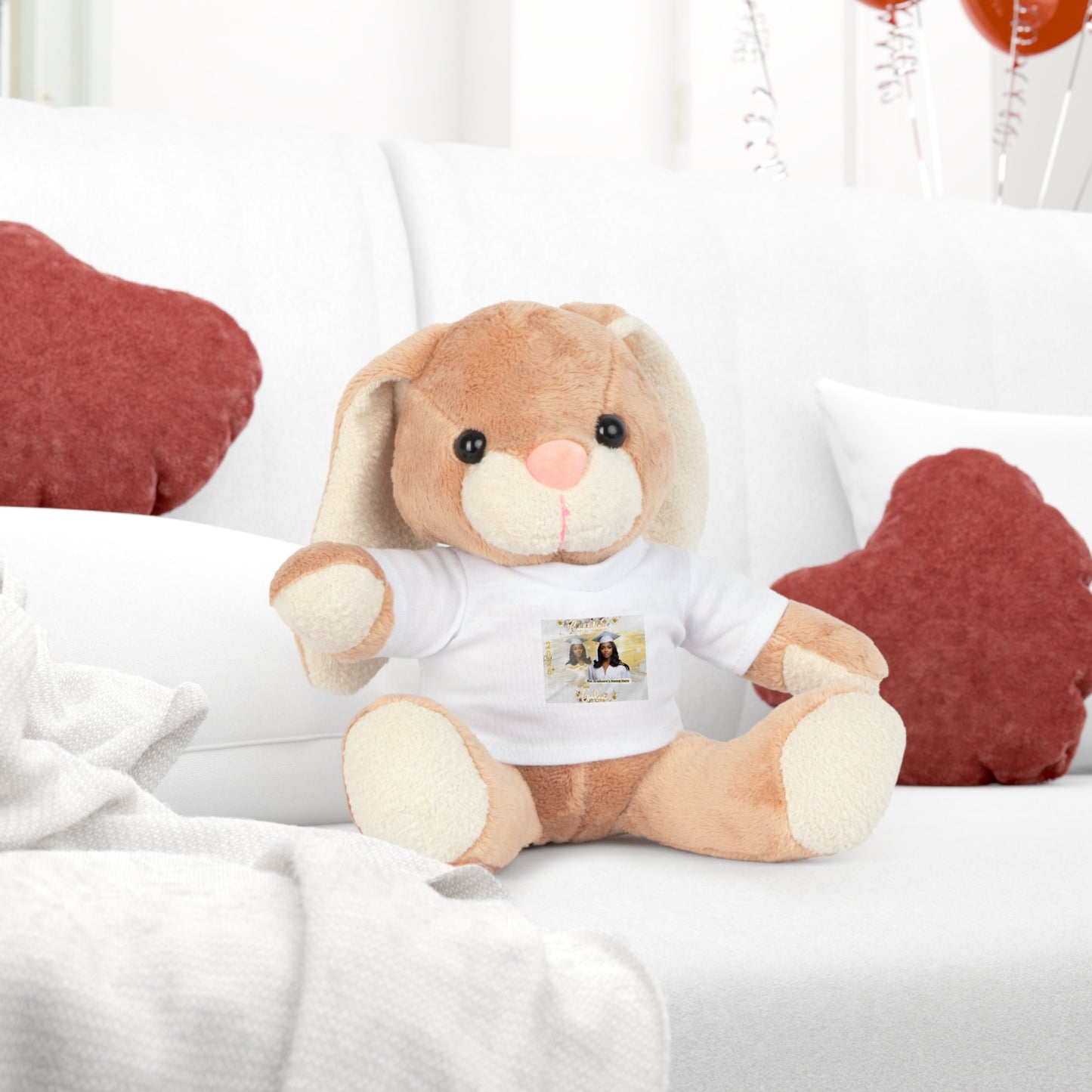 Teddy Bear Personalized Photo with Custom T‑Shirt, Keepsake Plush Gift. White