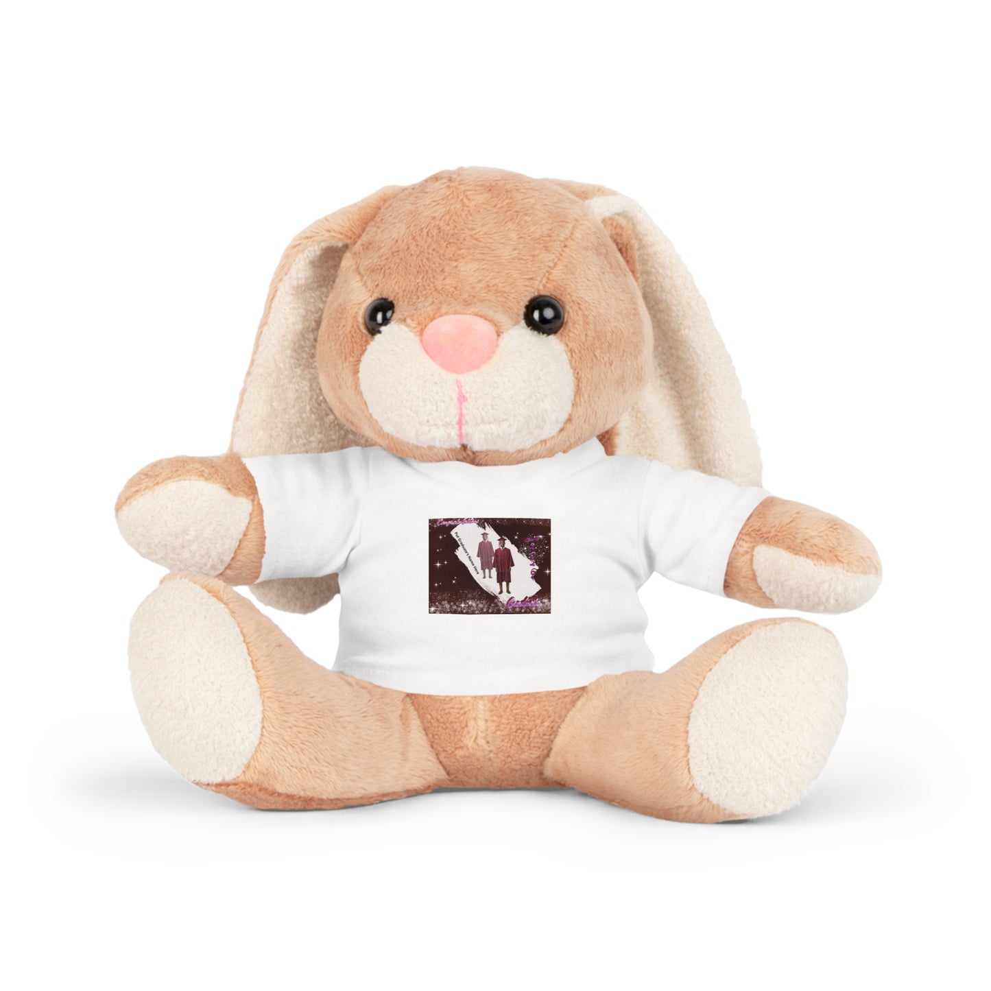 Teddy Bear Stuffed Bear Plush Graduation, personalize photo and name T-Shirt, Winter Couple Silhouette Design. Mahogany/Deep Red