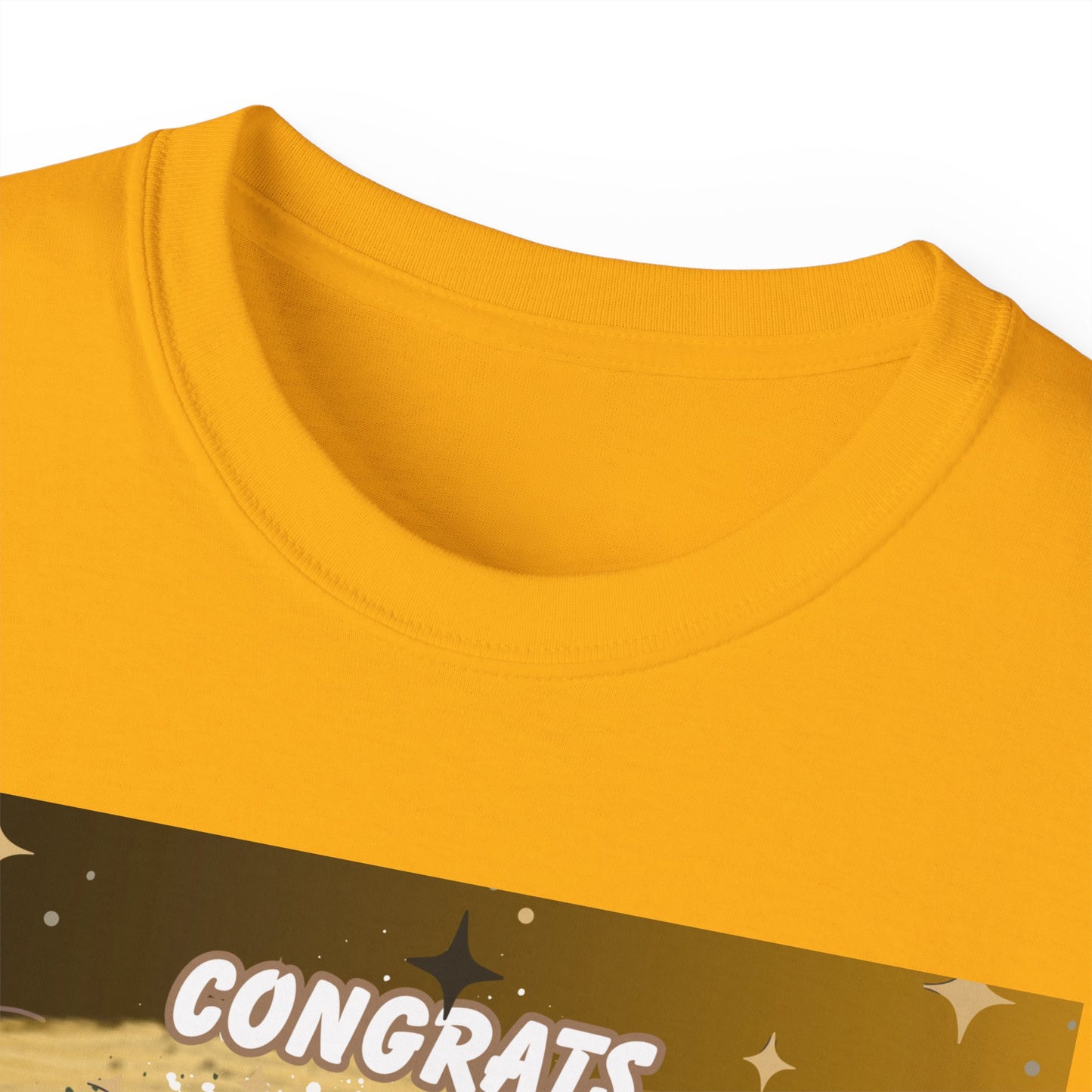 T-Shirts: Graduate Photo Tee Congrats 2026 Personalized Graduation T-Shirt. Gold/Yellow Personalize, upload your photo and write the name.