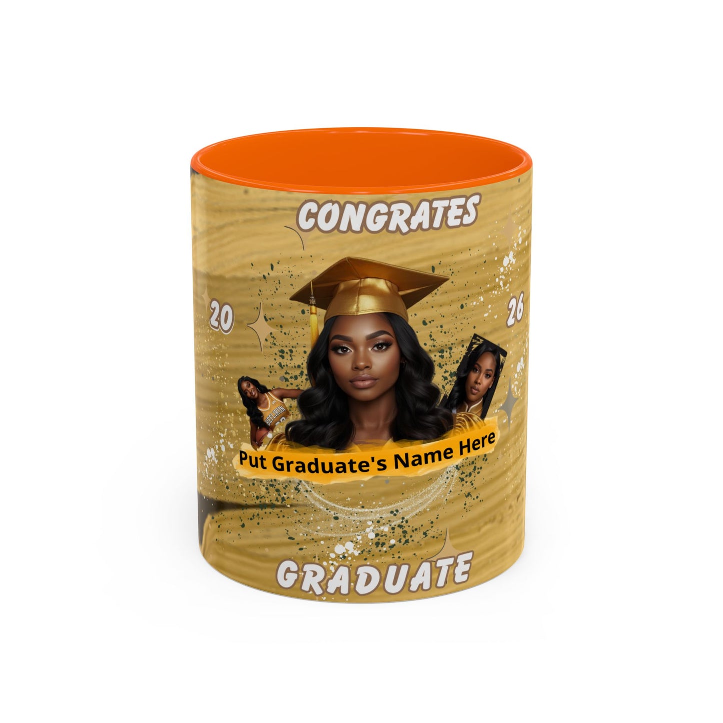 Mug: Congrats Graduate Personalized Accent Coffee Mug. Custom Name & Photo Graduation Gift (11oz)