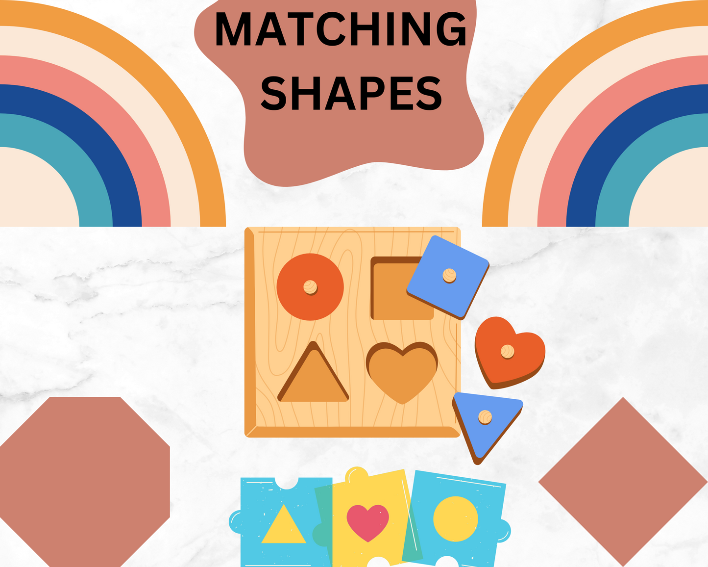 Matching Shapes Activity with printable cards and board.