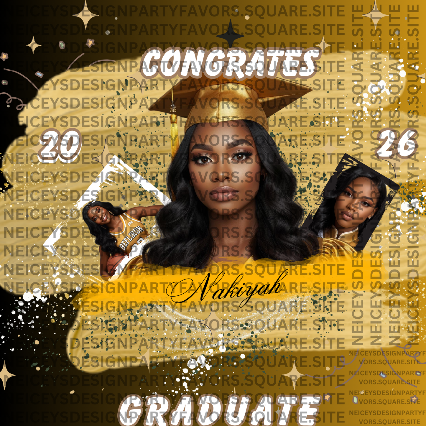 T-Shirt: Graduation Photo Tee, Custom Name Cap & Gown Tribute: Black, Personalize