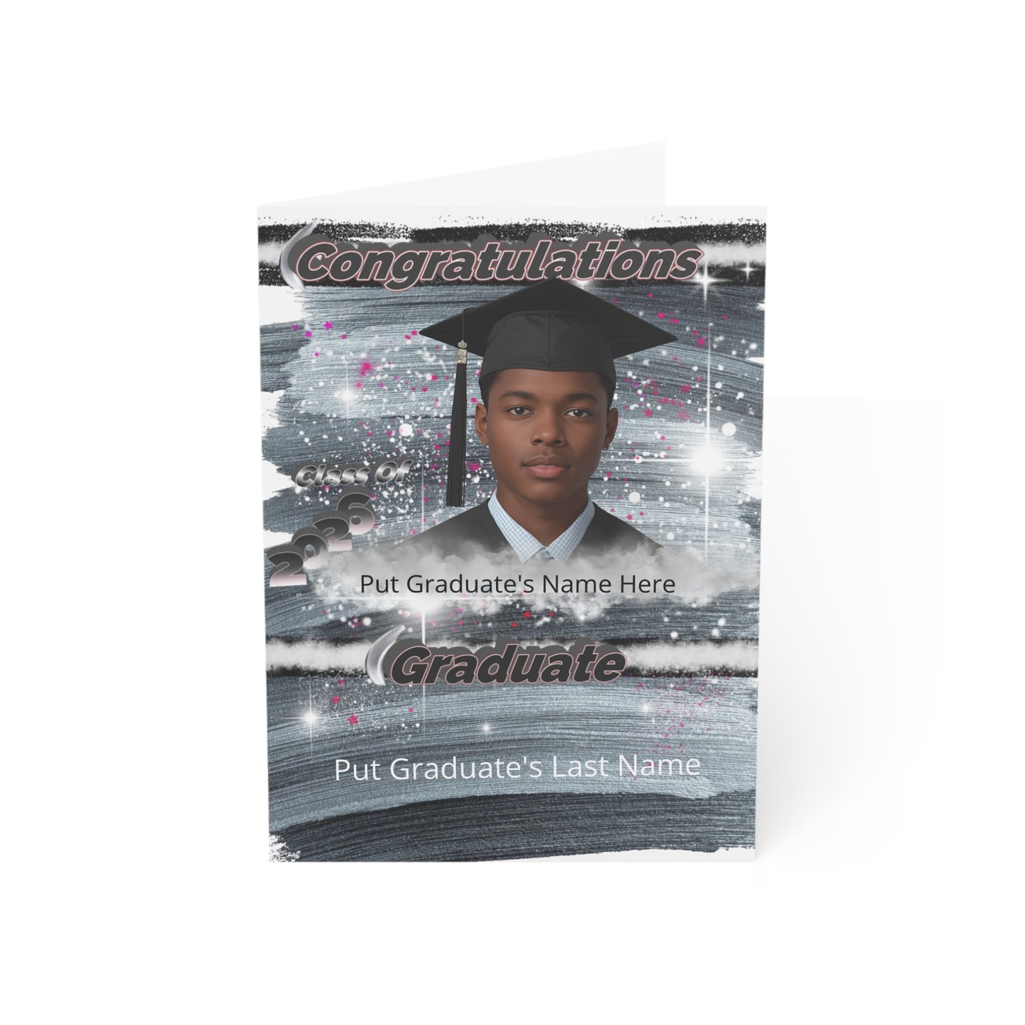 Greeting Card: Personalized Graduation Card. Congratulations Graduate Photo Greeting (Custom Name & Photo) Black
