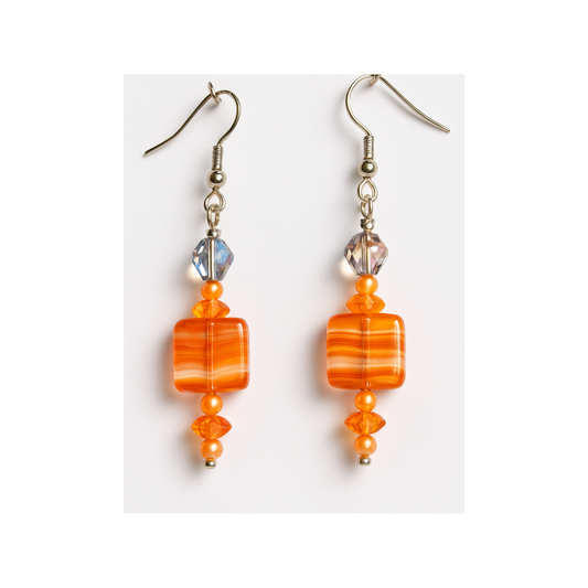 Short orange/peach earrings: Handmade Fashion Jewelry