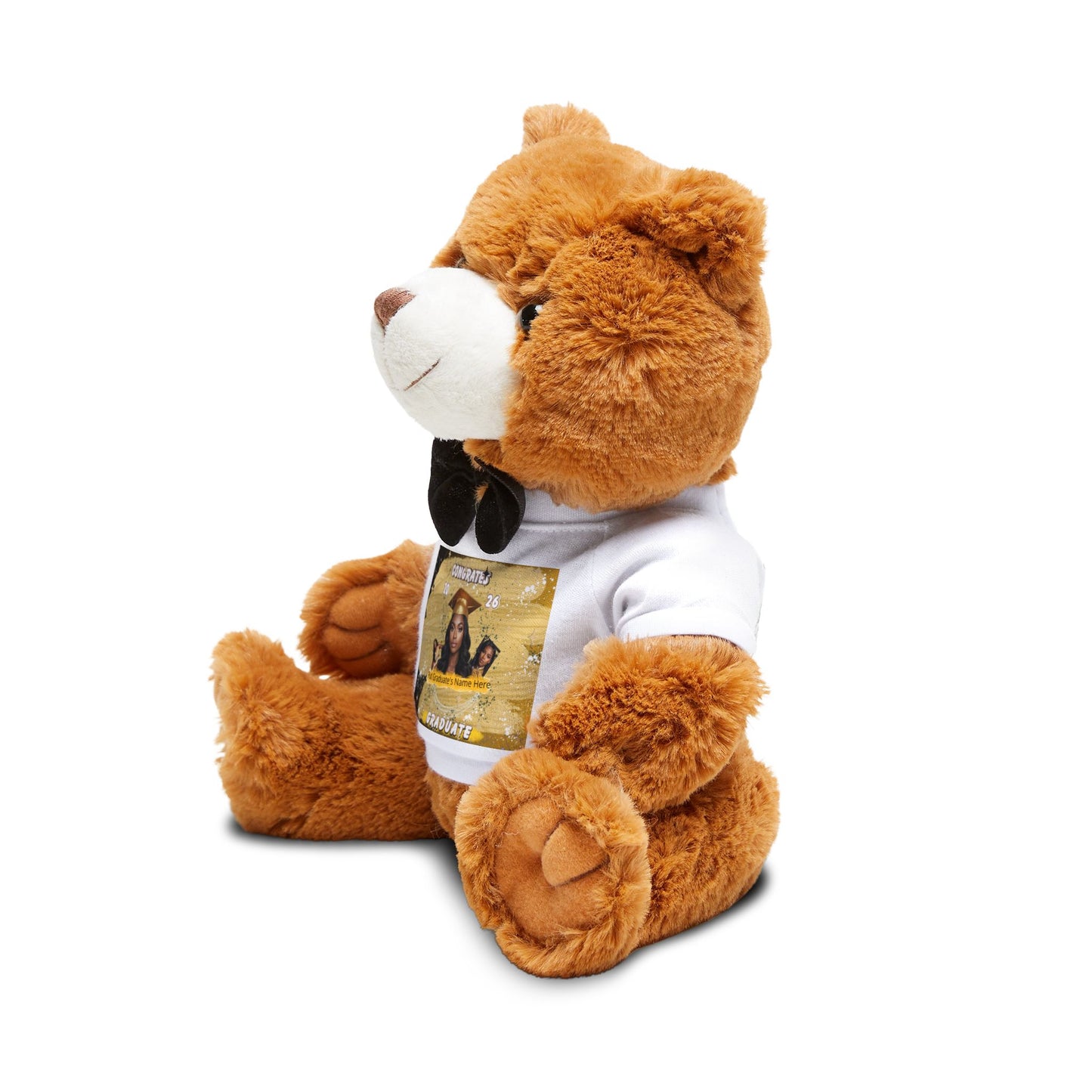 Teddy Bear. Custom Photo Teddy Bear with Printed T‑Shirt. Personalized Gift for Kids & Loved Ones. Gold