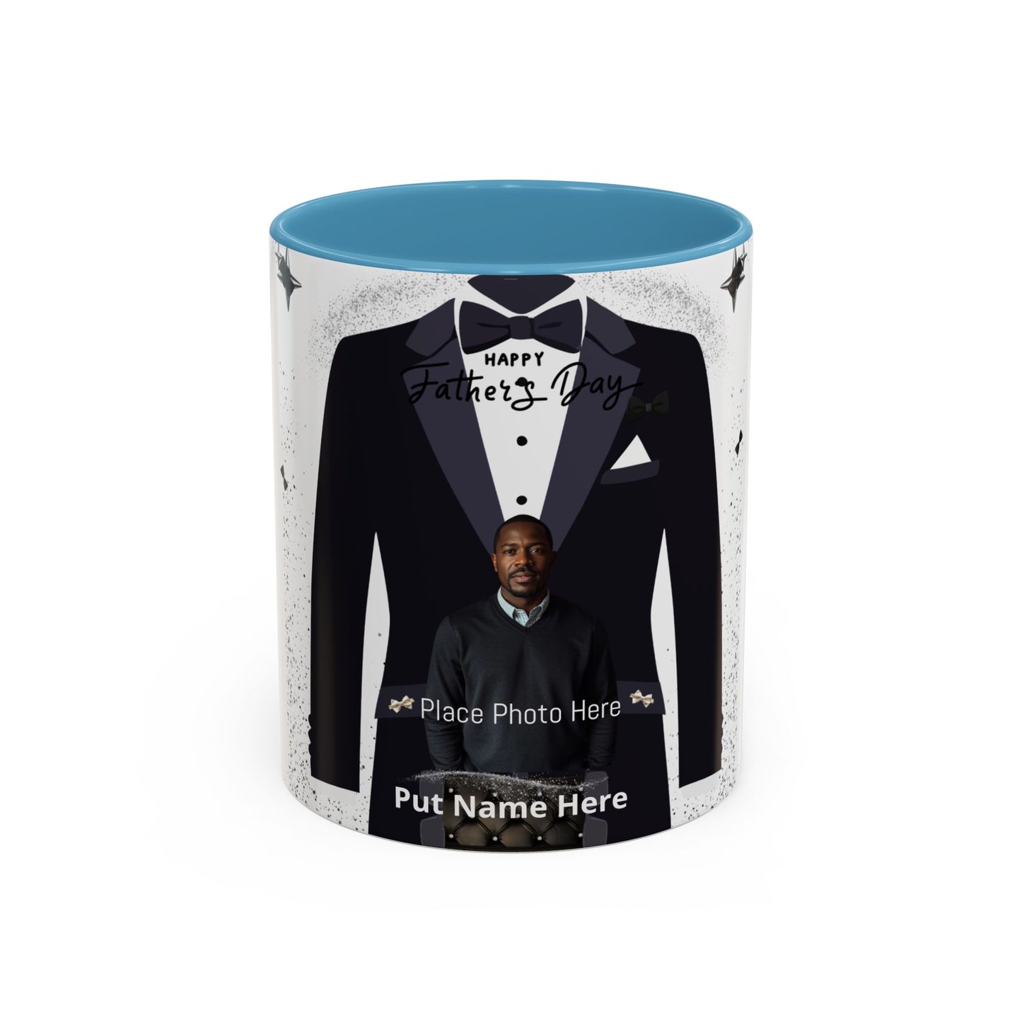 Personalized Father's Day Photo Mug Tuxedo Design, Add Name & Photo (11oz)