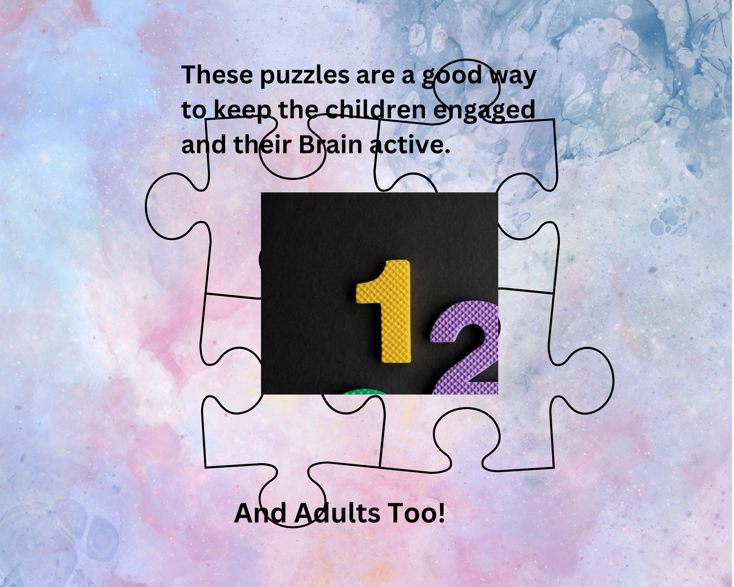 Puzzles to help protect and grow your Brain. Set 4. You get 3- puzzles and Each puzzle has 4 big pieces. Number 1, cat reading a book, and number 3. Printable Puzzles.