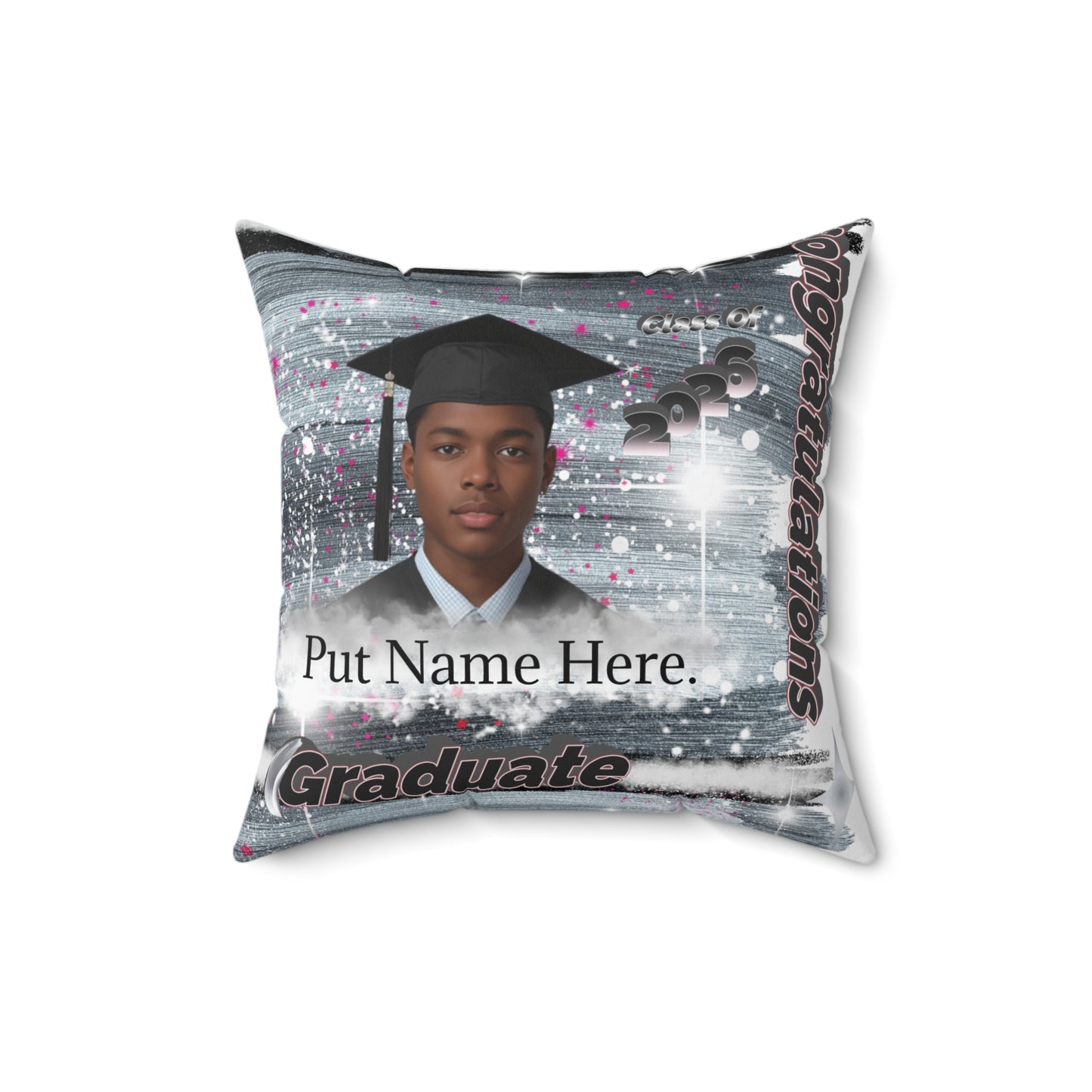 Personalized Graduation Pillow Custom Photo & Name Senior 2025 Keepsake. Add name to front and back.