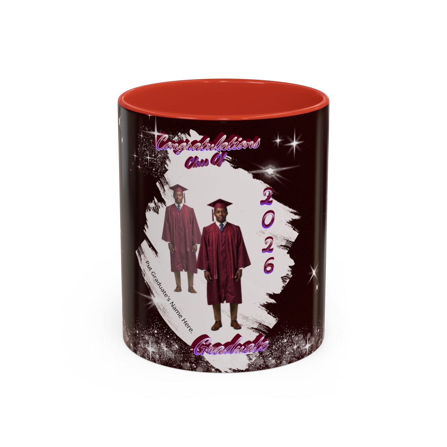 Graduation 2026 Accent Coffee Mug – Personalized Grad Cap Class of 2026 Keepsake