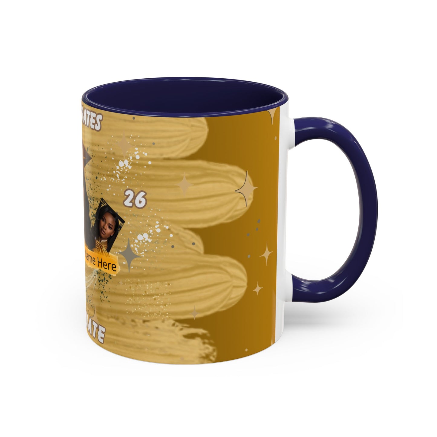 Mug: Congrats Graduate Personalized Accent Coffee Mug. Custom Name & Photo Graduation Gift (11oz)