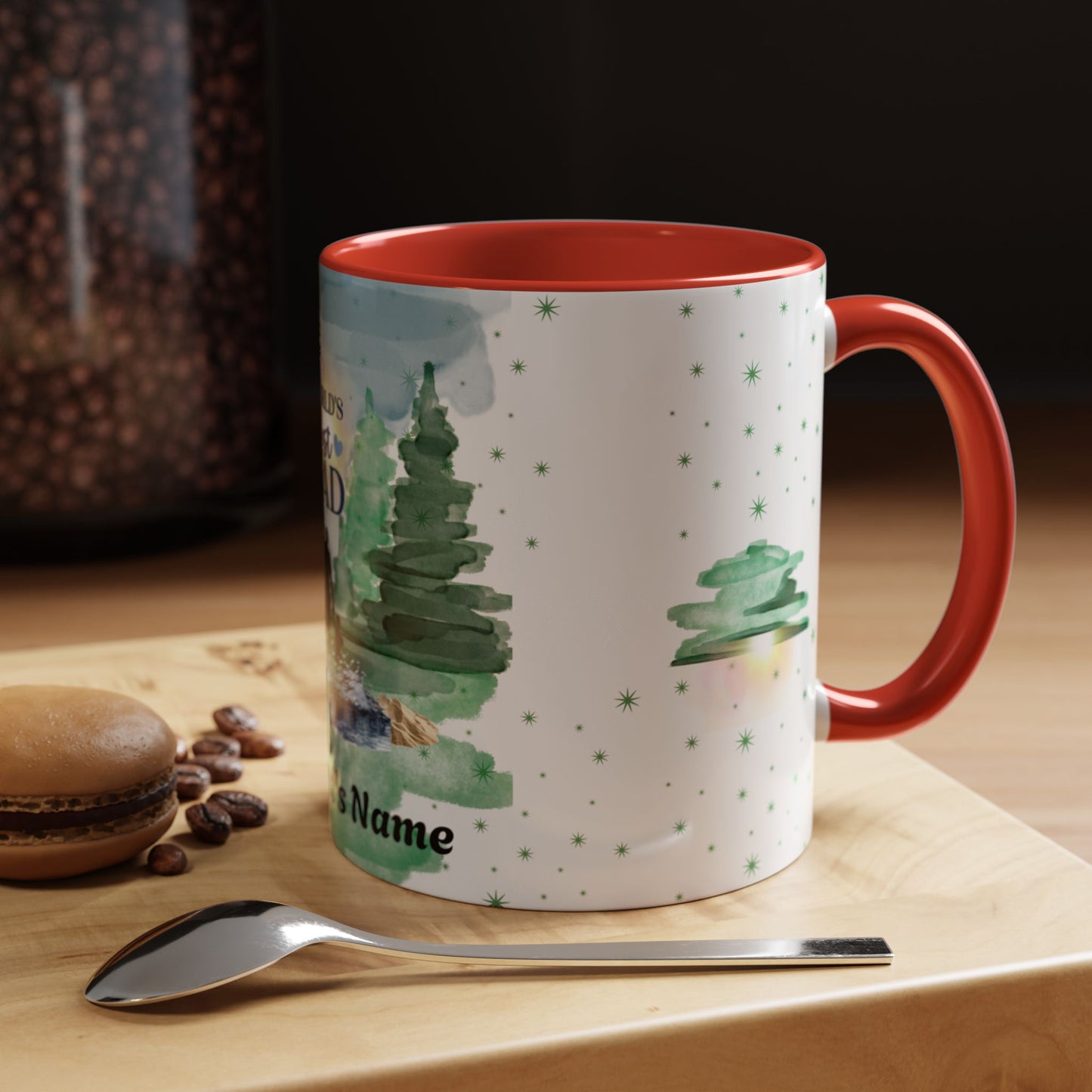 Worlds Best Dad Personalized Accent Coffee Mug Custom Name Fathers Day Gift (11oz)