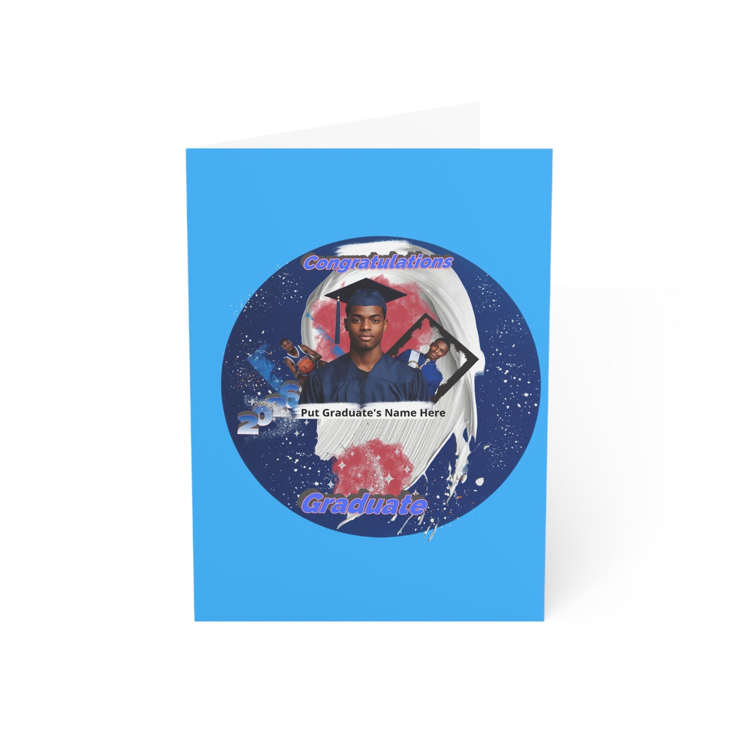 Greeting Cards: Graduation Photo. Personalized Congrats Grad Cards Navy Blue