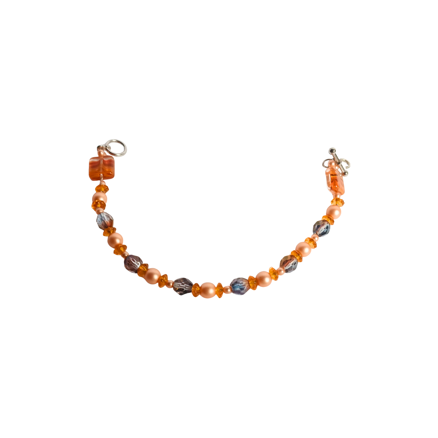 Beautiful orange bracelet with a mix of clear and light purple tones: Handmade Fashion Jewelry