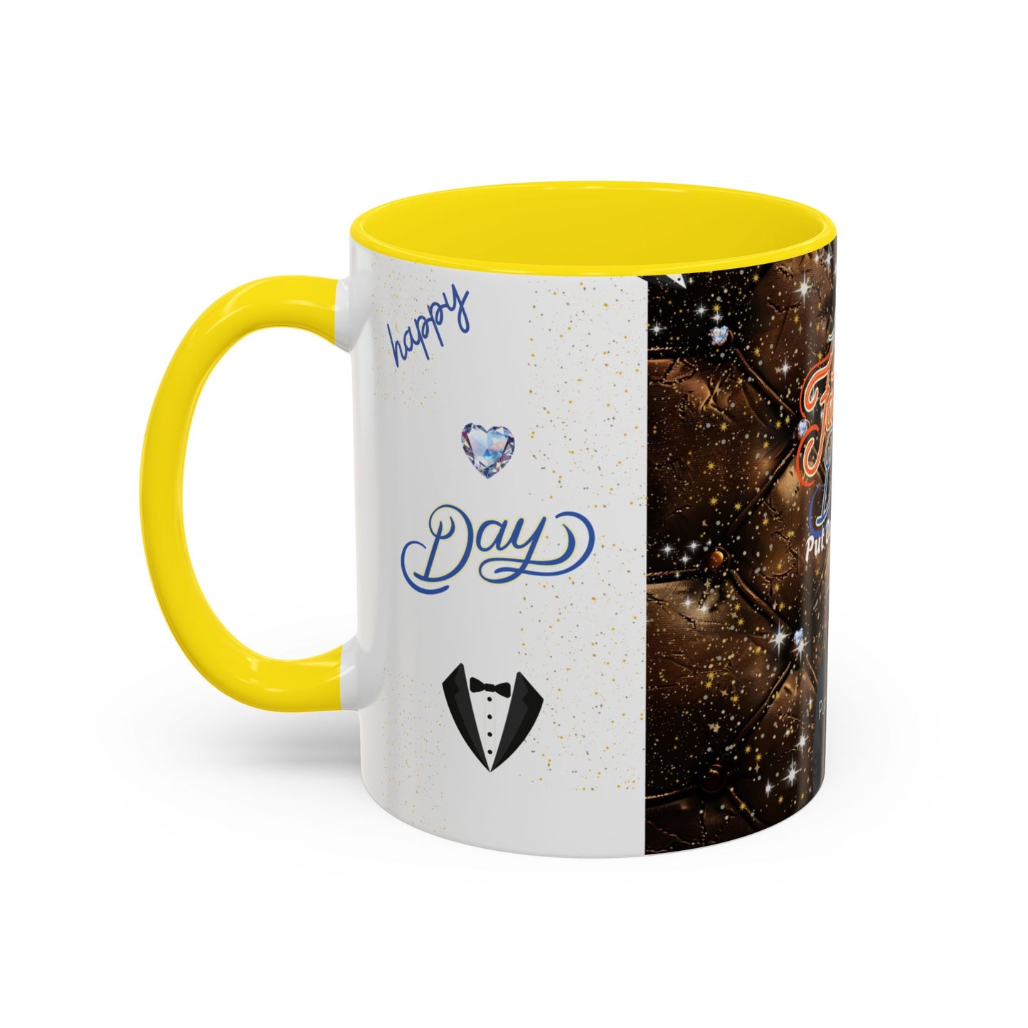 Personalized Fathers Day Coffee Mug Happy Fathers Day Photo & Name Accent Mug