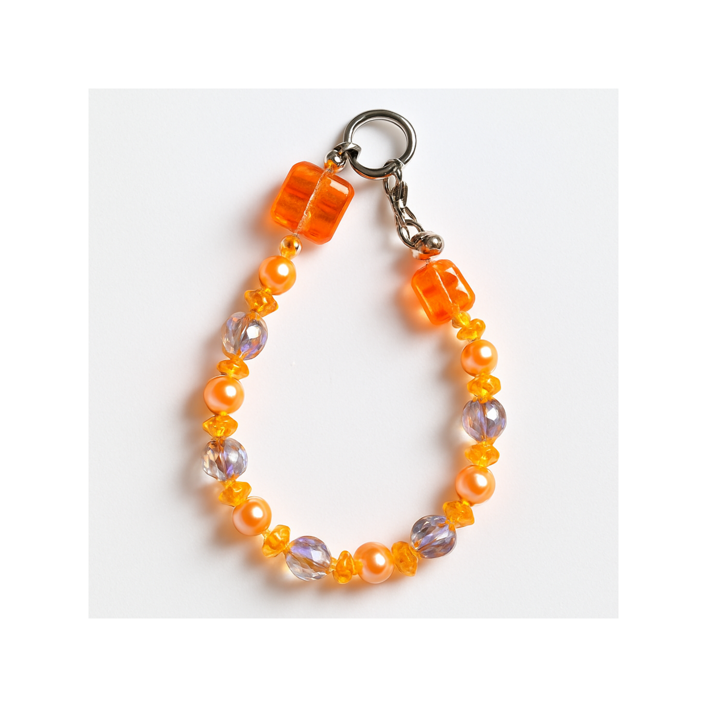 Beautiful orange bracelet with a mix of clear and light purple tones: Handmade Fashion Jewelry