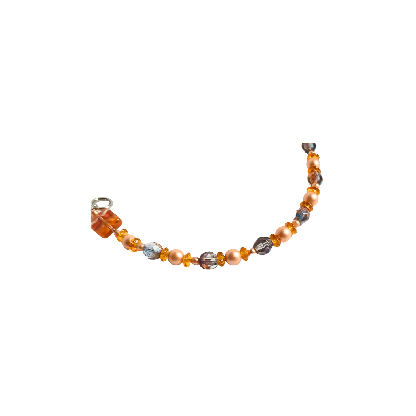 Beautiful orange bracelet with a mix of clear and light purple tones: Handmade Fashion Jewelry