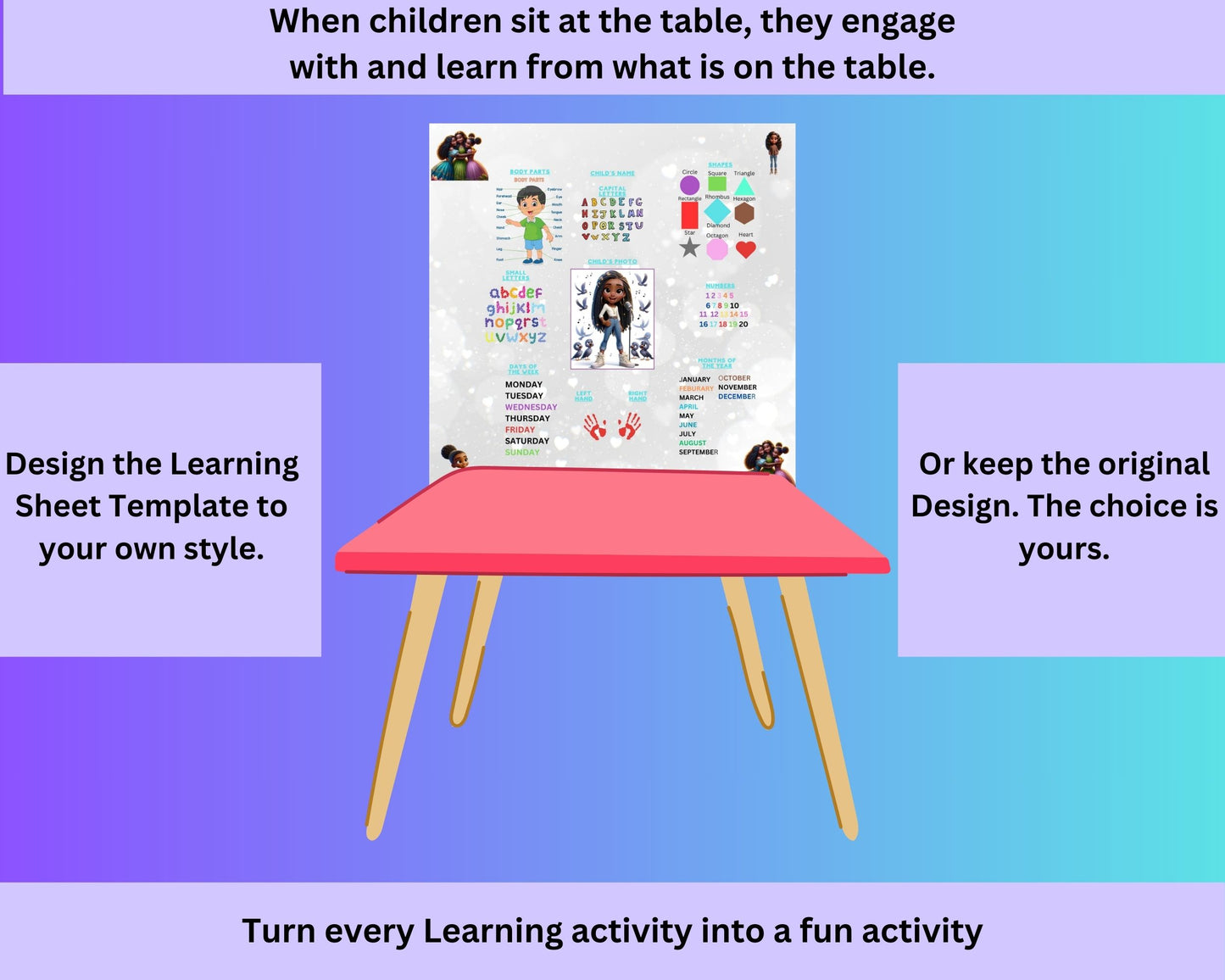 Learning Table: Editable Tabletop Learning Sheet Template You Edit yourself or keep the original design. Free vending machine template.