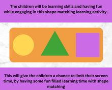 Load image into Gallery viewer, Matching Shapes Activity with printable cards and board.
