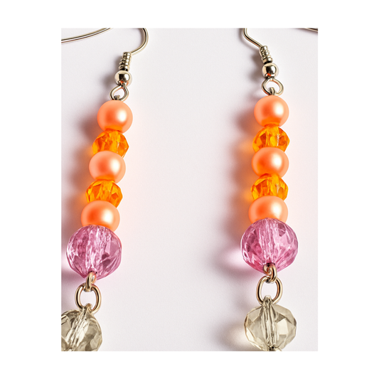 Peach toned with a touch of lavender dangling earrings: Fashion Jewelry