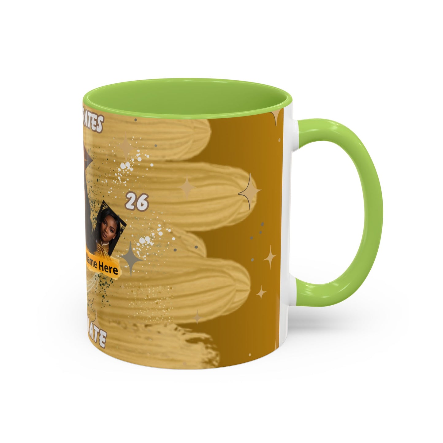 Mug: Congrats Graduate Personalized Accent Coffee Mug. Custom Name & Photo Graduation Gift (11oz)