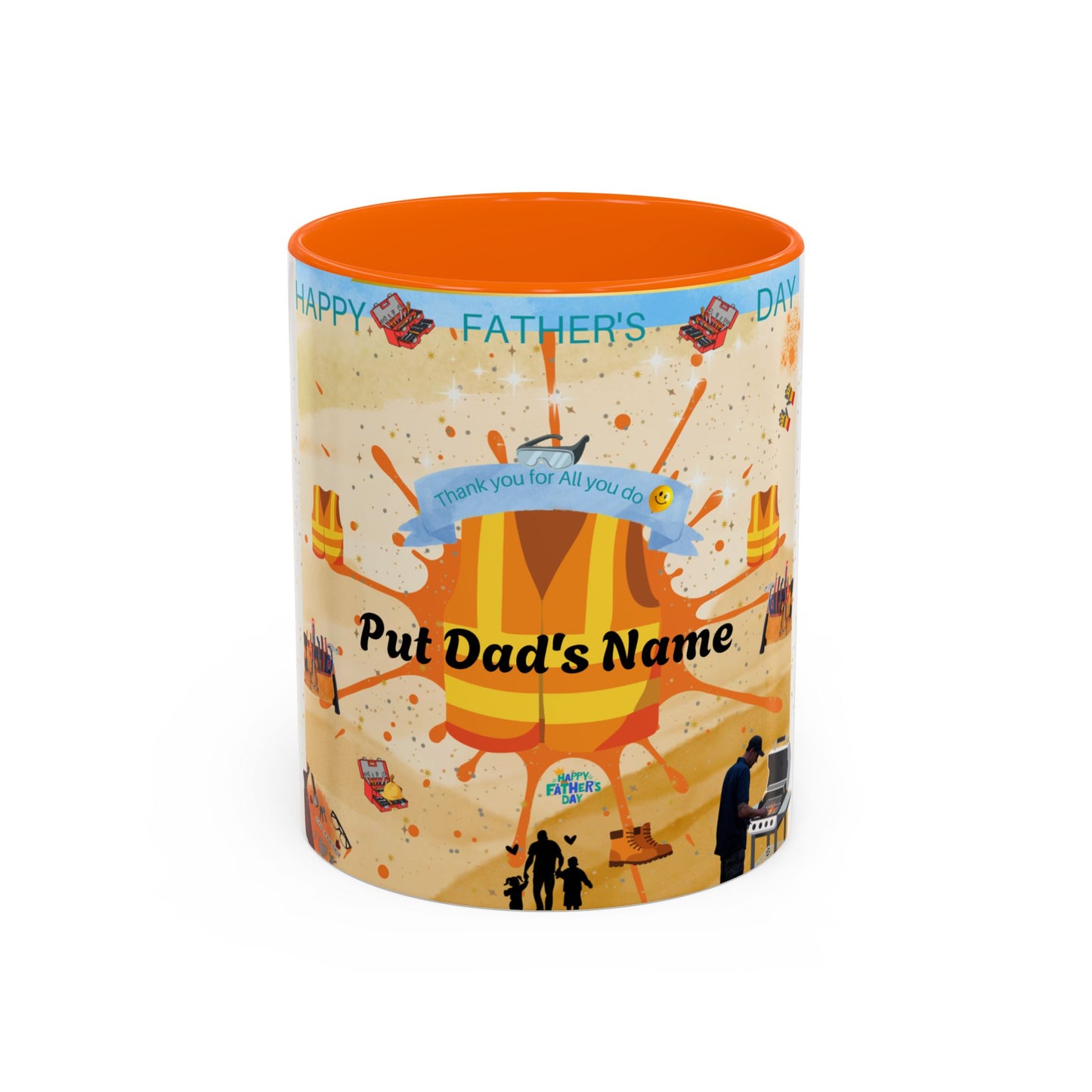 Personalized Fathers Day Coffee Mug Put Dad's Name Accent 11oz