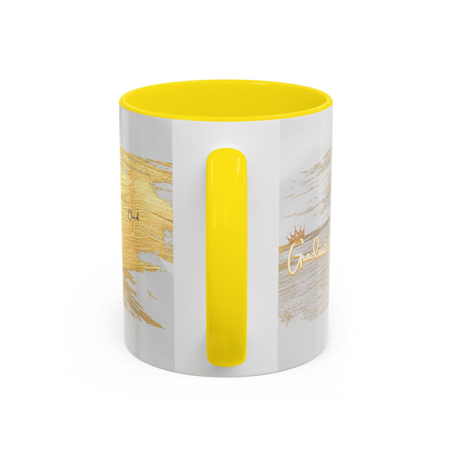 Mug: Graduation Photo Coffee Mug. Personalized Grad Gift with Gold Brush Design (11oz)